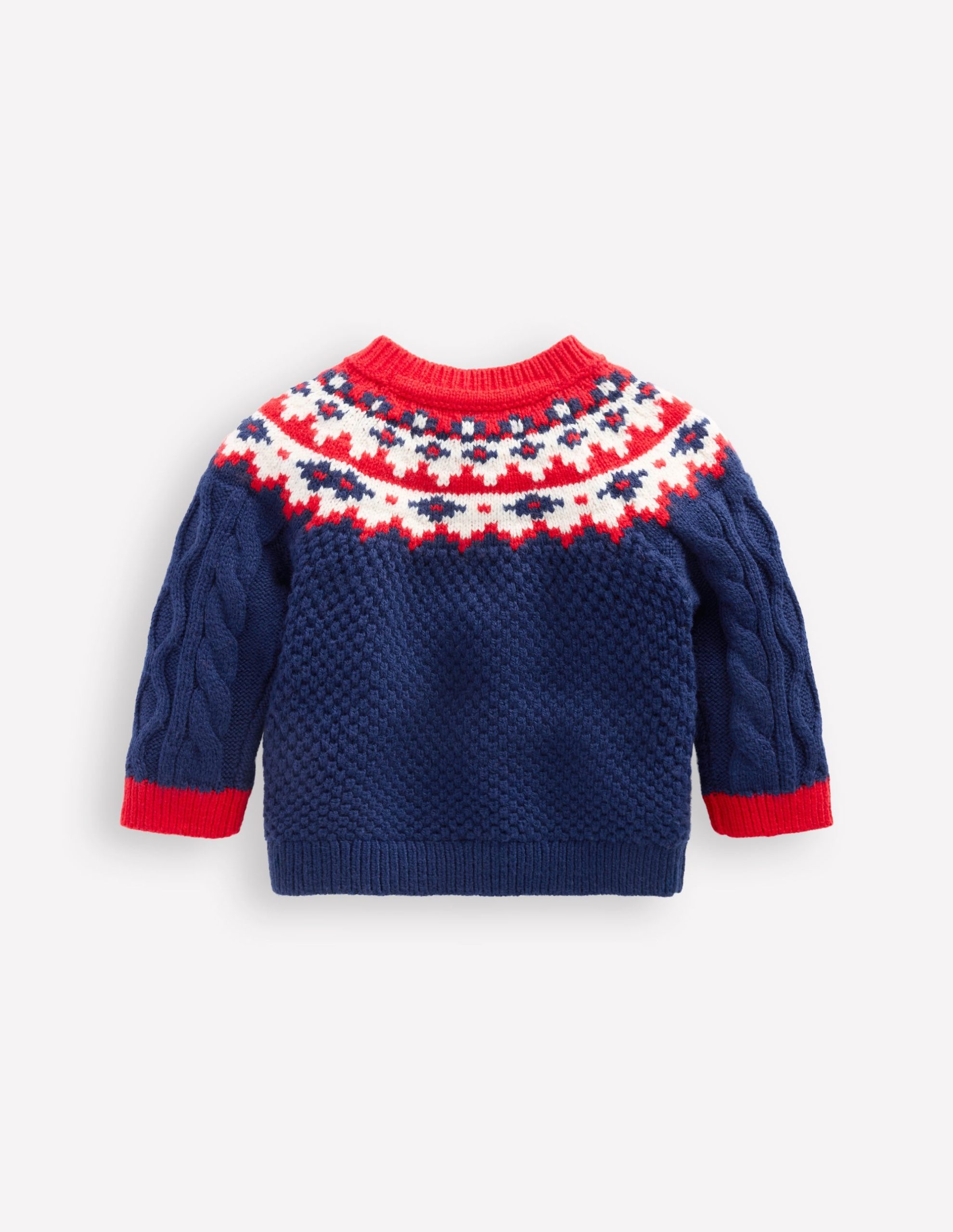 Fair Isle Cable Sweater-College Navy Fair Isle