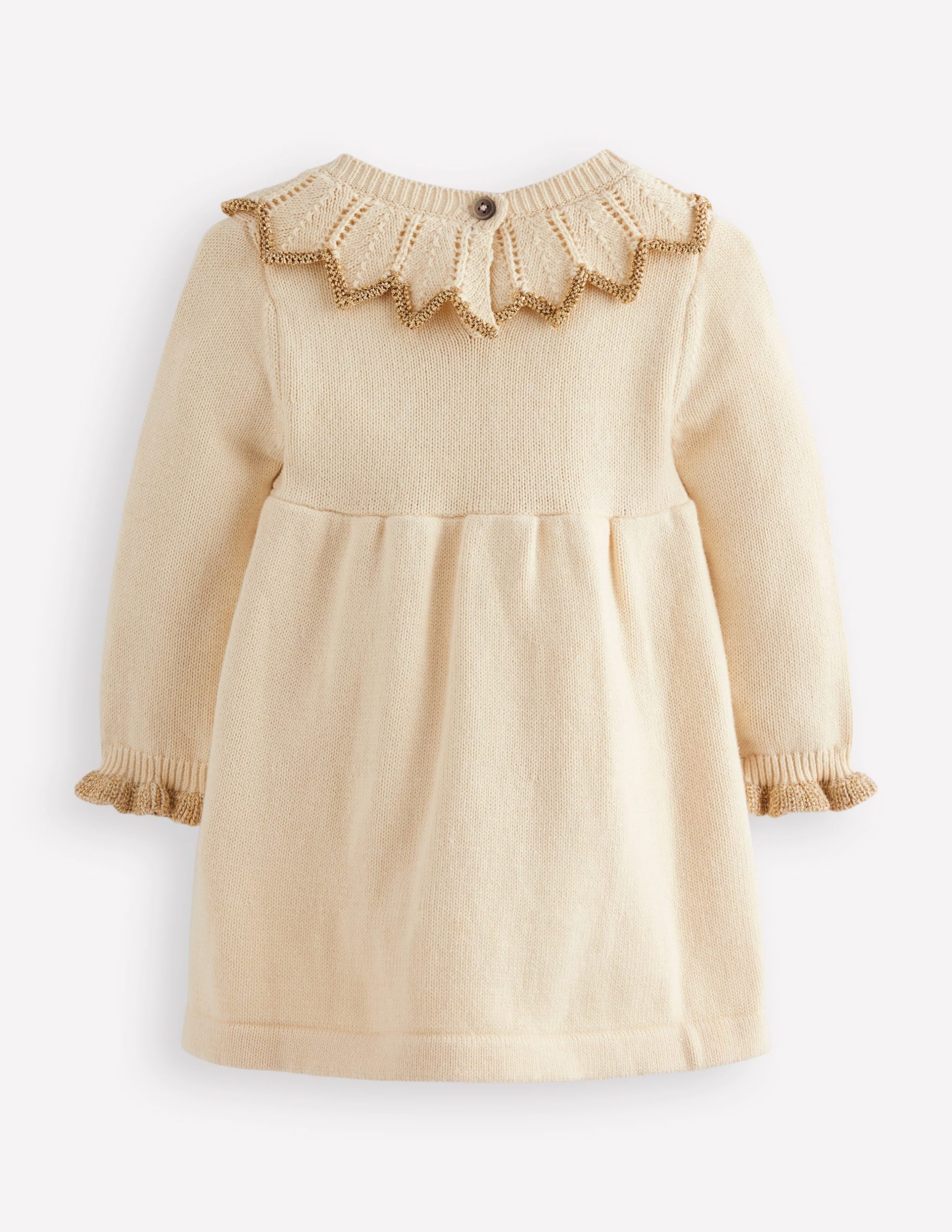 Pretty Collared Knitted Dress-Ivory - Image 2