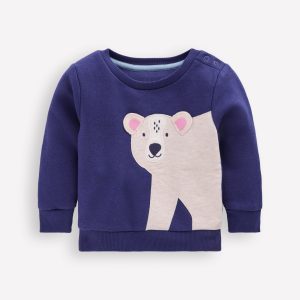 Boys Appliqué Sweatshirt-Navy Polar Bear