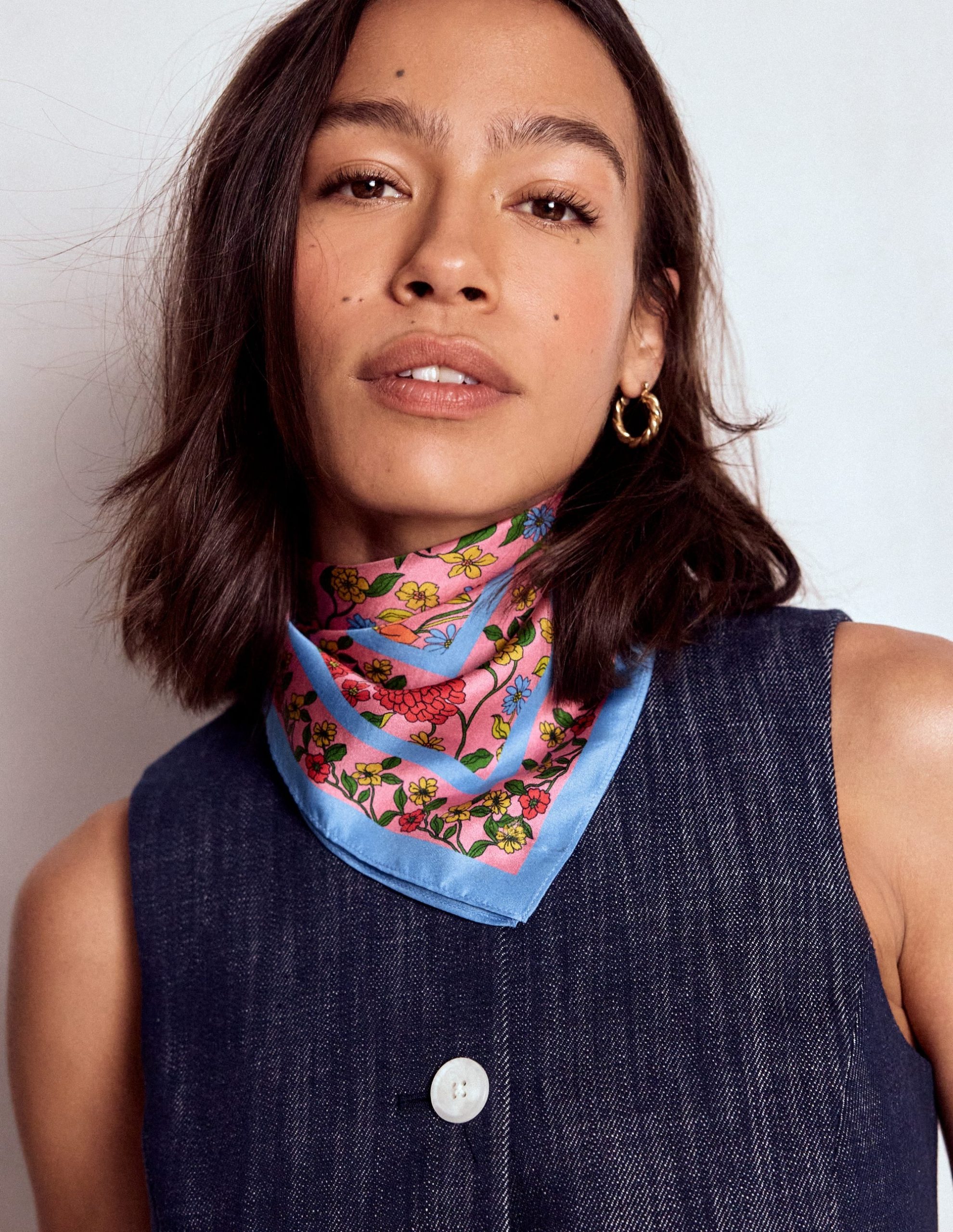 Silk Square Scarf-Multi. Dahlia Trail Scarf - Image 2