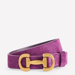 Iris Snaffle-Trim Leather Belt-Regal Purple