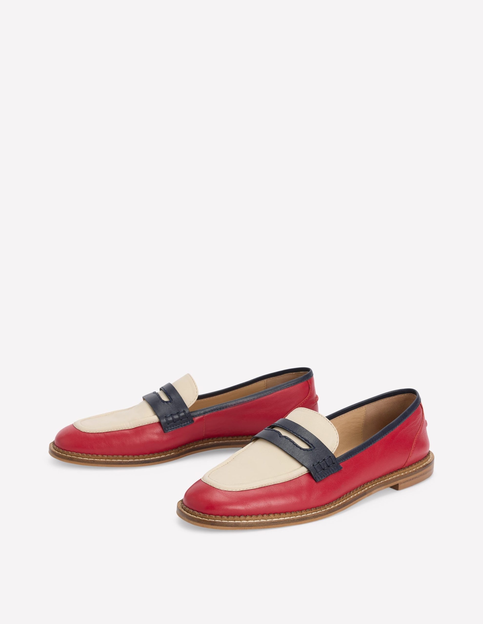 Nya Penny Loafers-Pillarbox Red/Navy - Image 3
