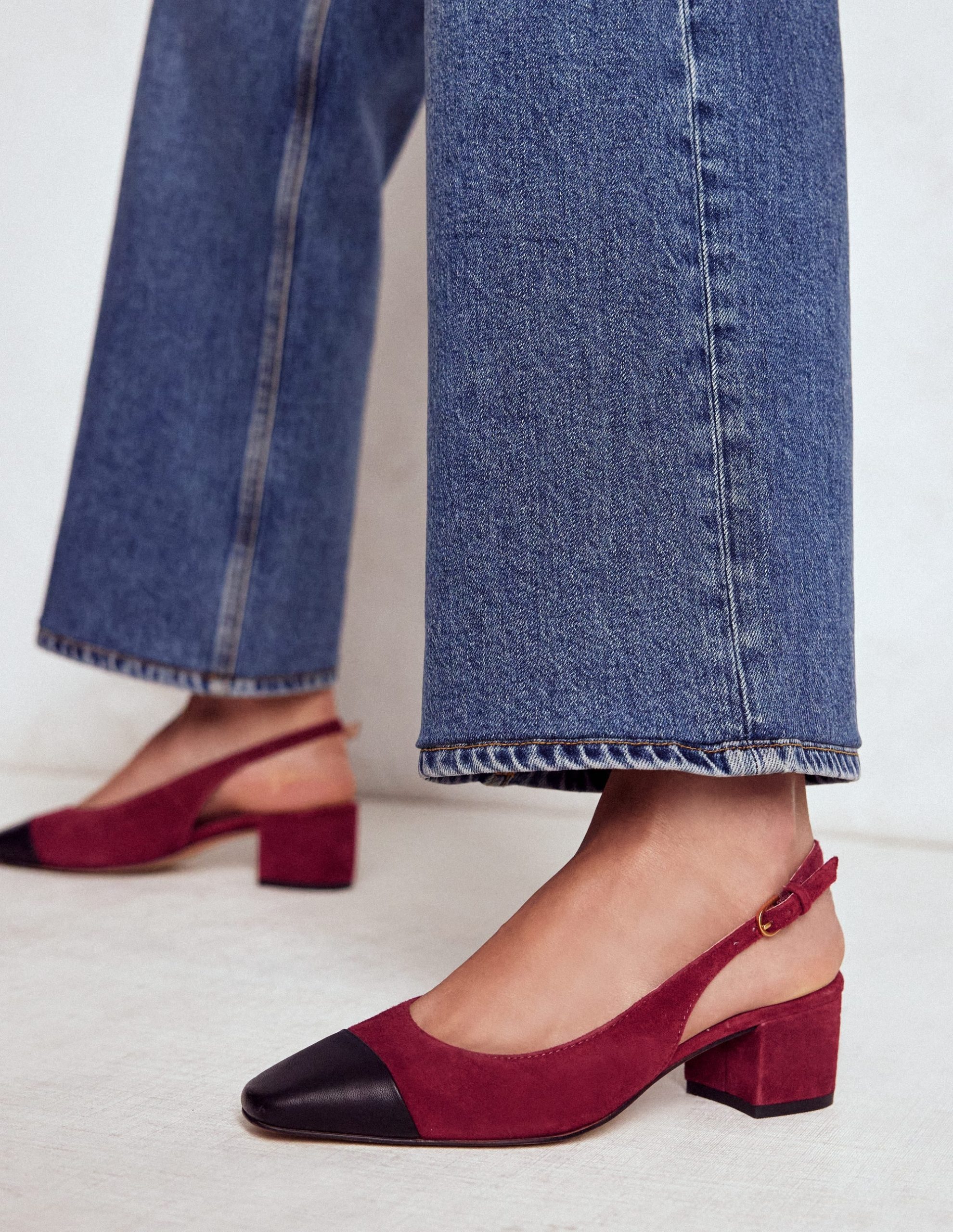 Ailsa Block Heel Slingbacks-Oxblood - Image 2