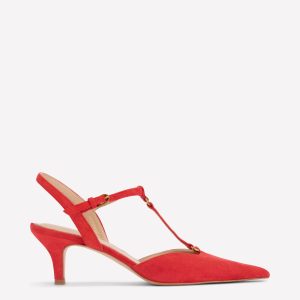 T-Bar Point Heels-Post Box Red
