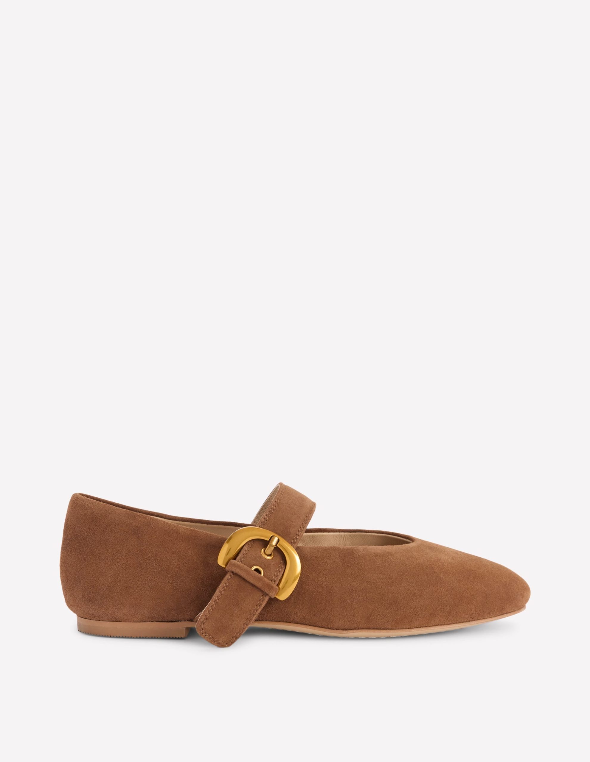 Kylie Flat Buckle Mary Jane-Raw Umber