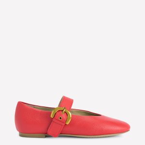 Kylie Flat Buckle Mary Jane-Post Box Red