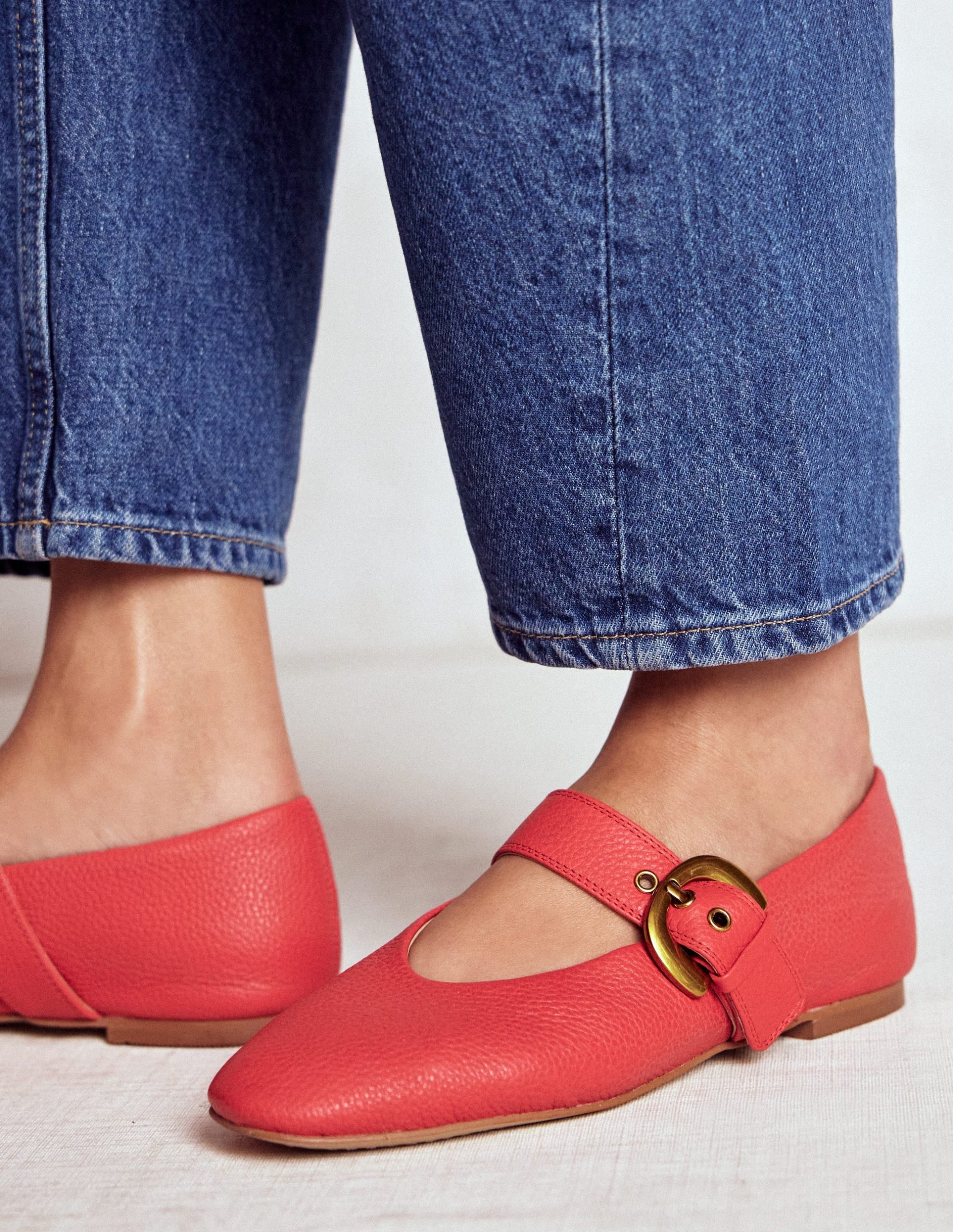 Kylie Flat Buckle Mary Jane-Post Box Red - Image 2