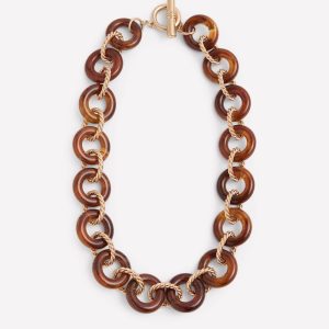 Chunky Resin Chain Necklace-Brown