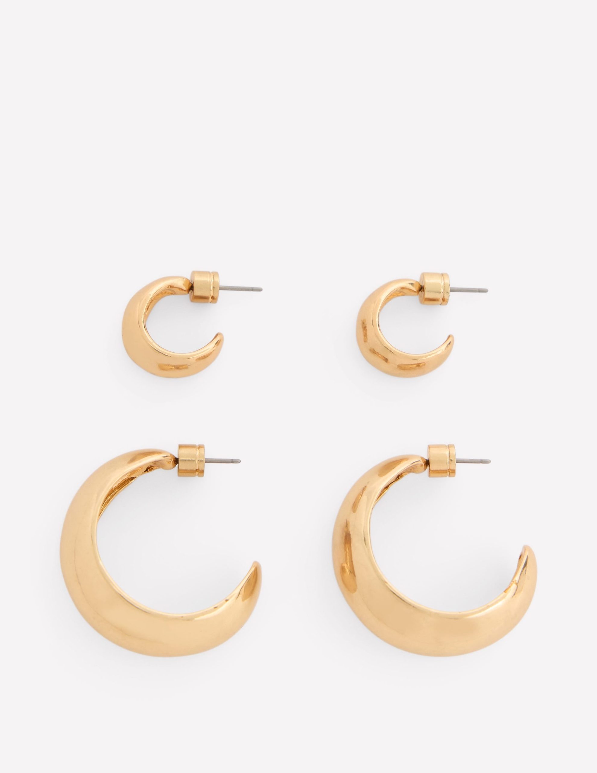 Smooth Dome 2-Pack Earrings-Gold Colour - Image 3
