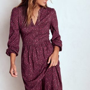 Naomi Relaxed Jersey Dress-Prune. Leopard Spots