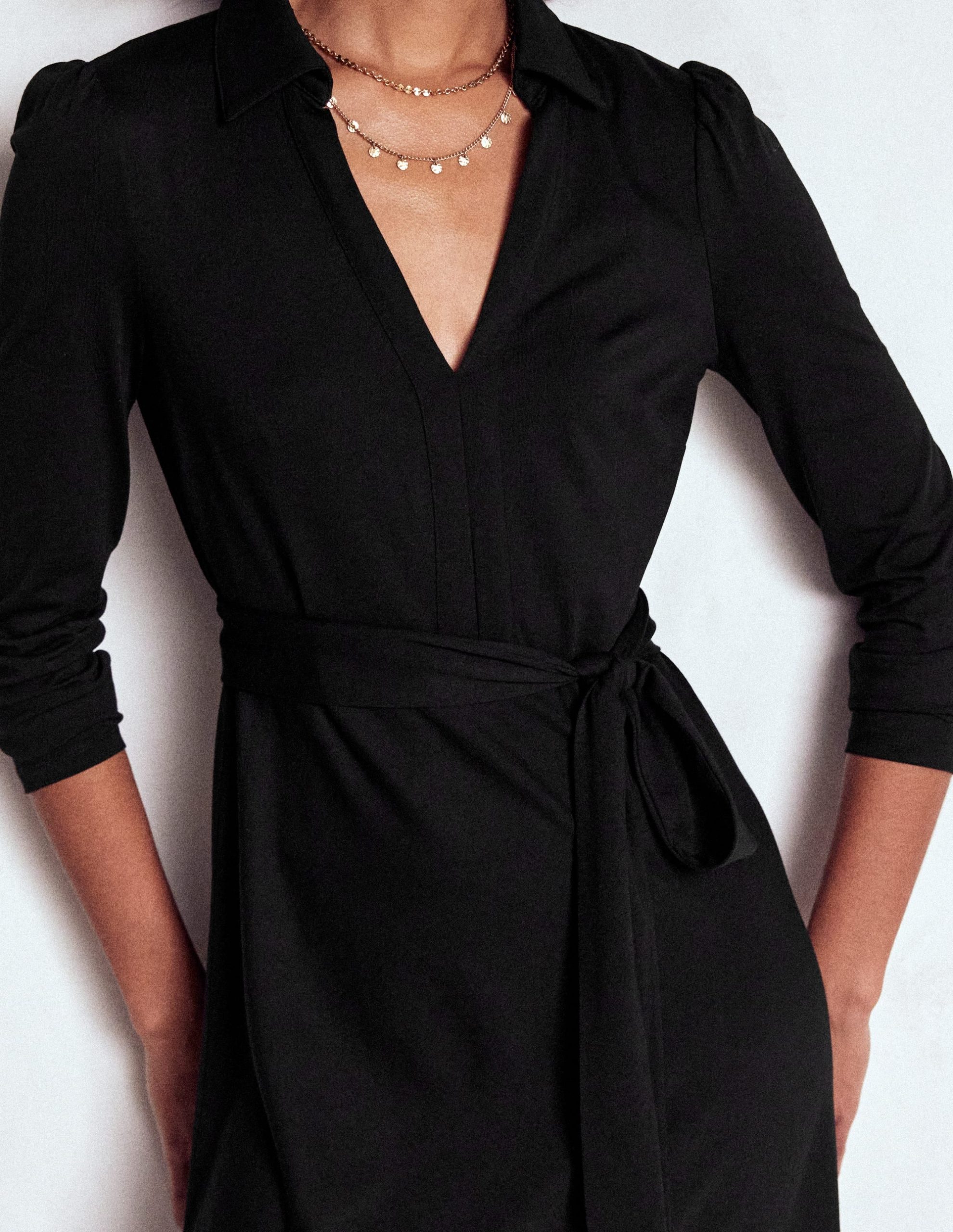 Imogen Collared Jersey Dress-Black - Image 2