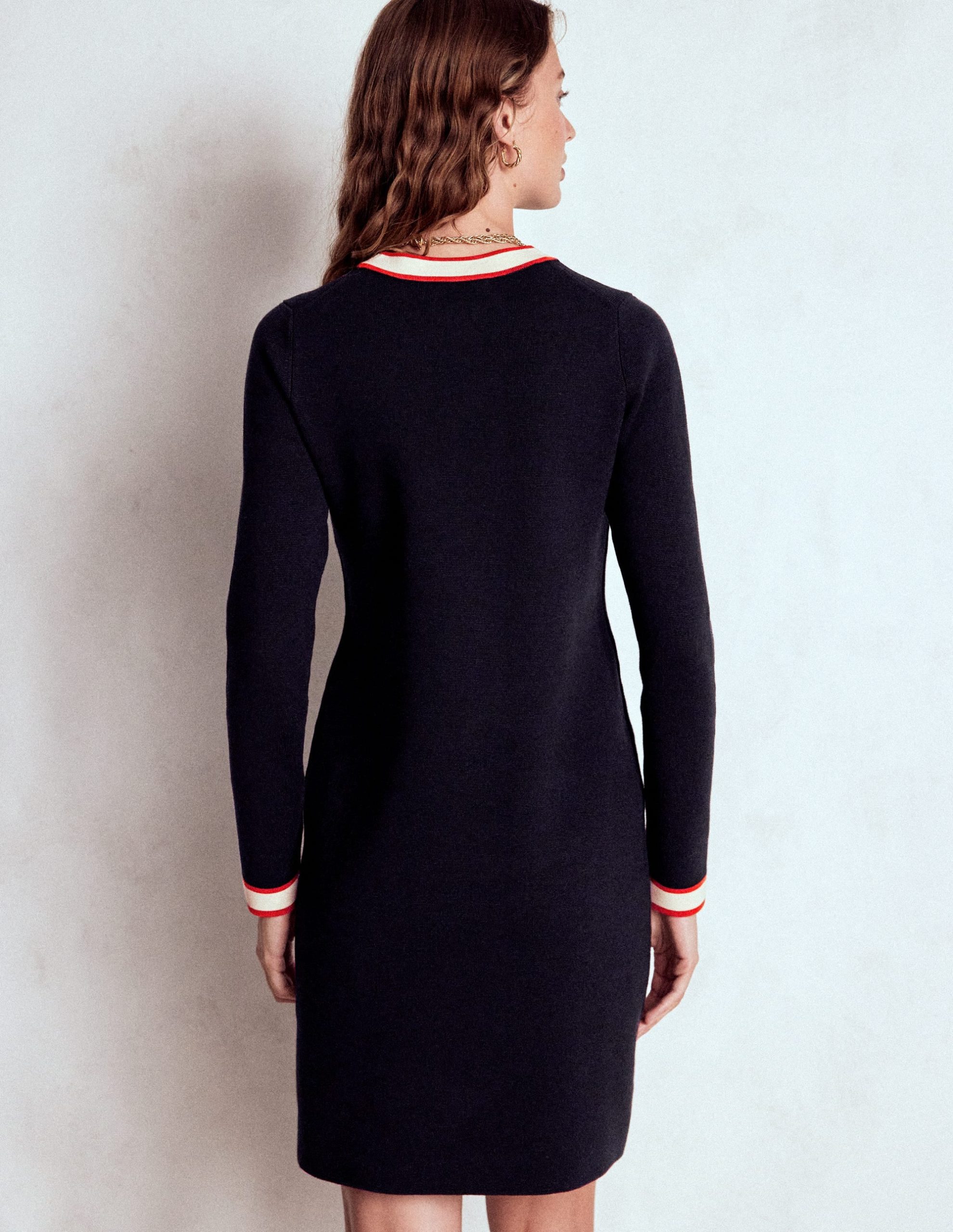 Holly Knitted Shift Dress-Navy - Image 3