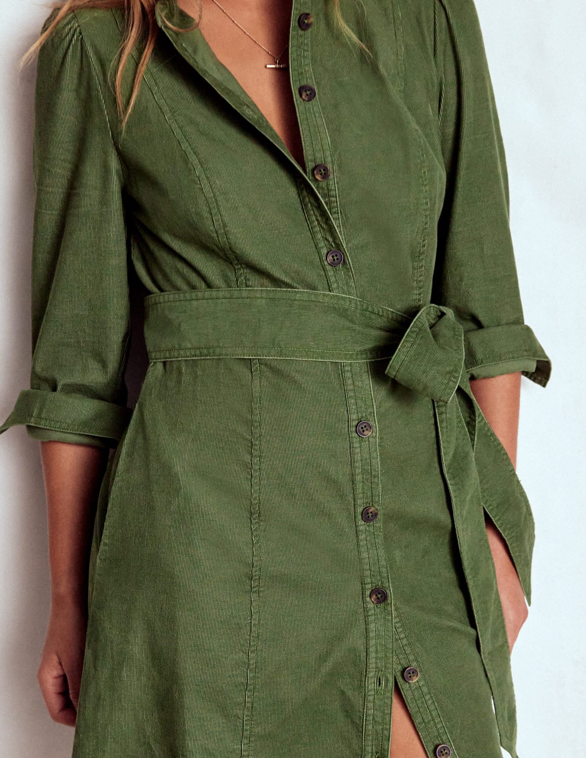 Bre Cord Short Dress-Fern - Image 3