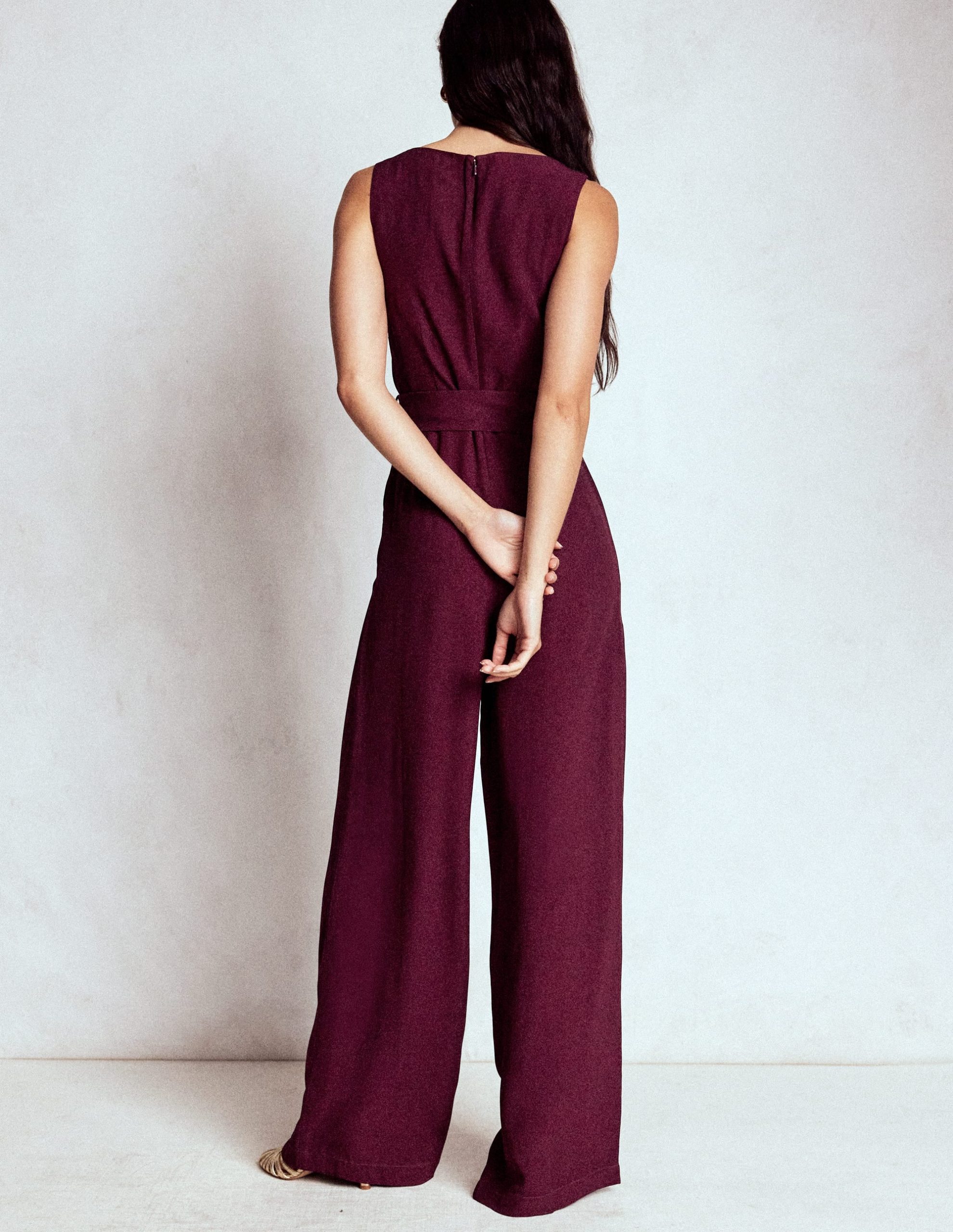 Gwen Slash Neck Jumpsuit-Dark Cherry - Image 3