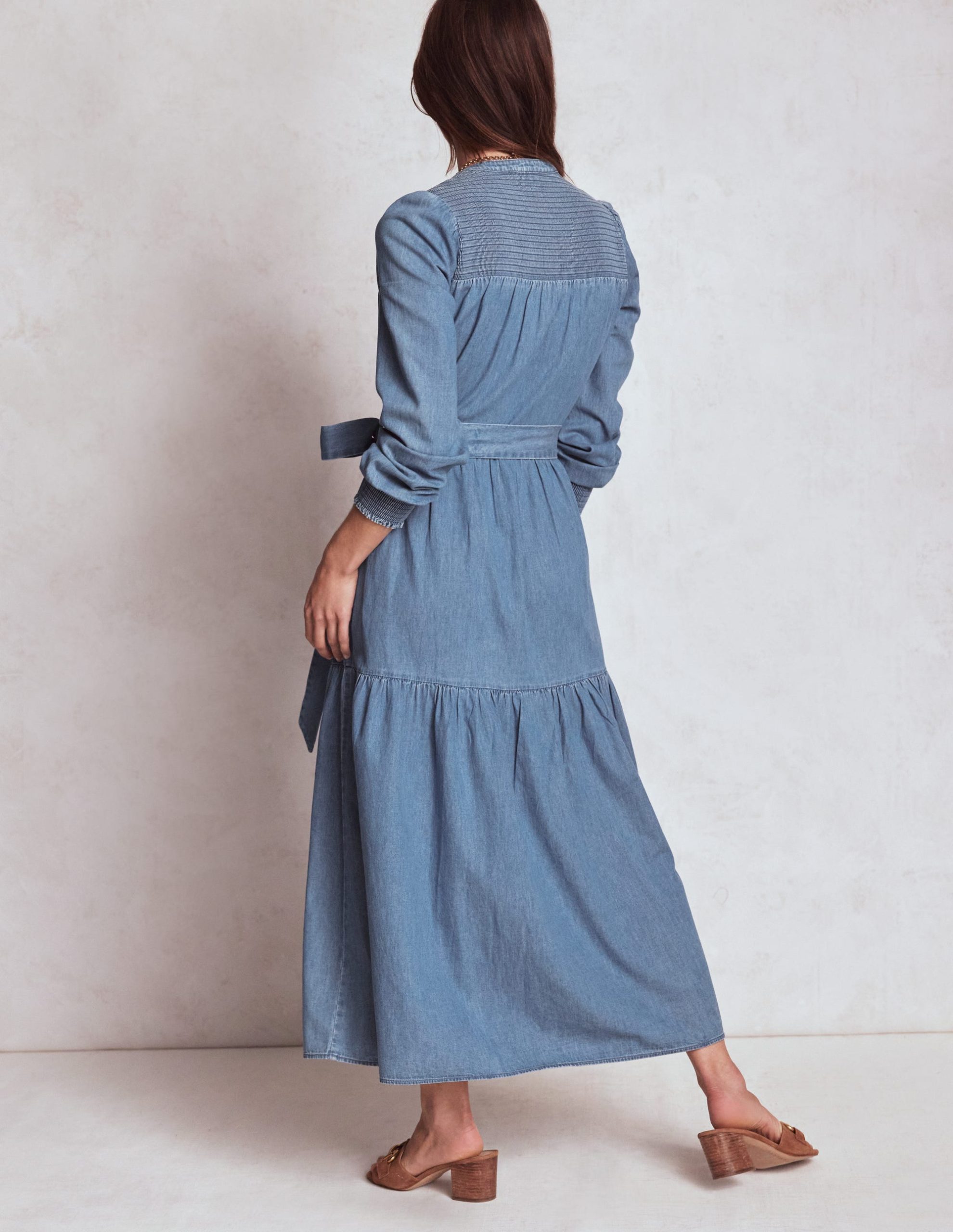 Cecily Denim Midi Dress-Light Vintage Denim - Image 3