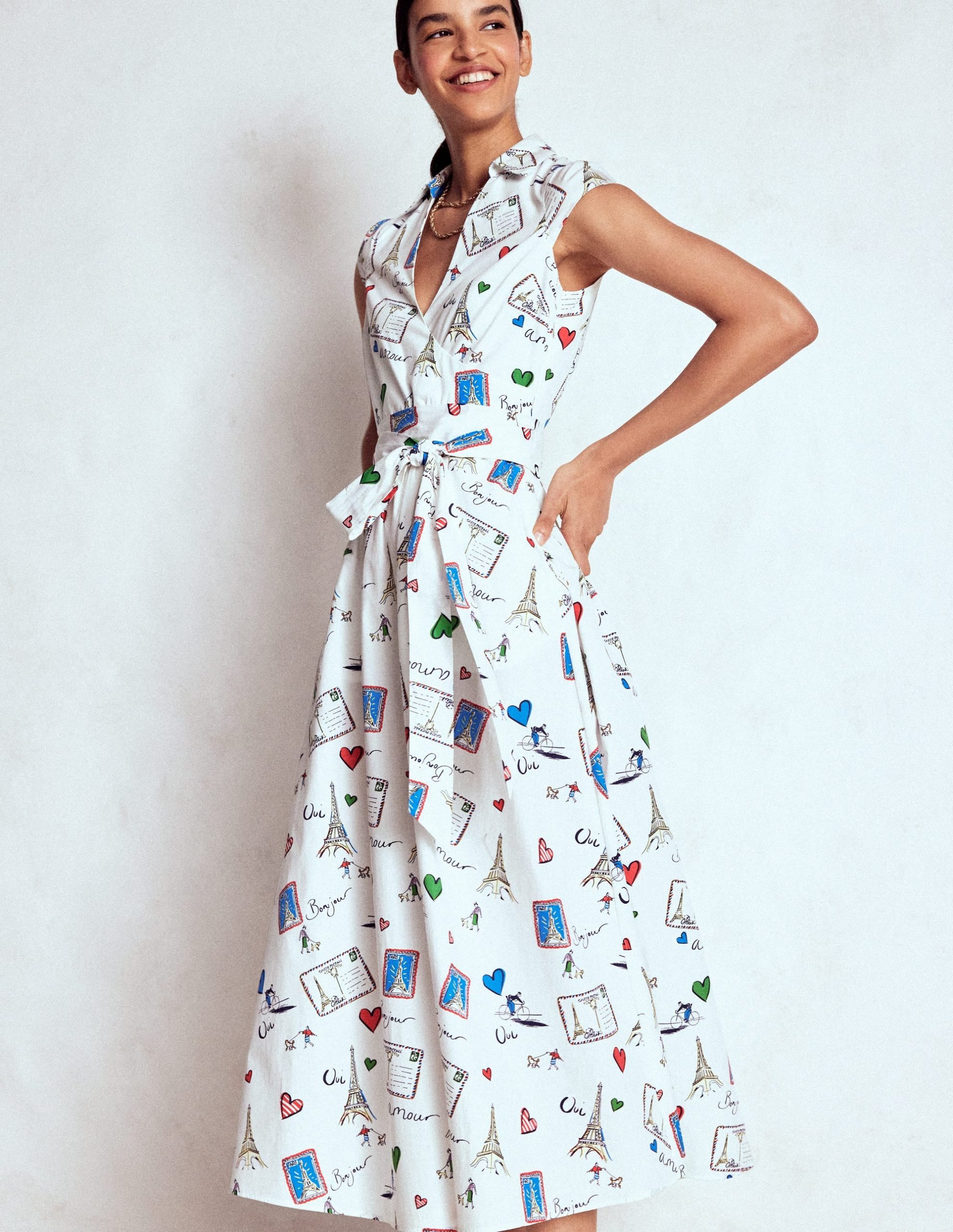 Julia Cotton Wrap Midi Dress-Ivory. Postcard From Paris - Image 5