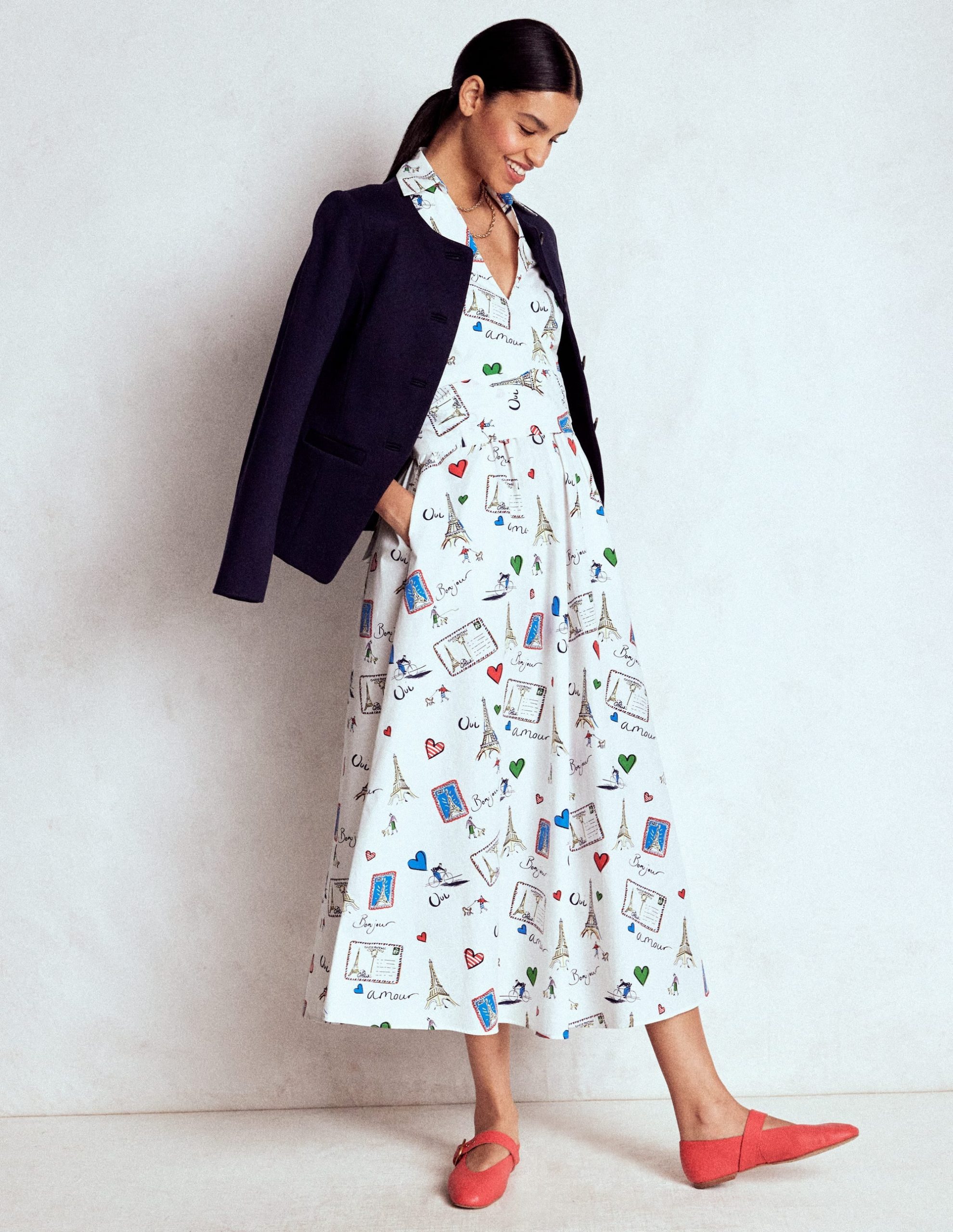 Julia Cotton Wrap Midi Dress-Ivory. Postcard From Paris - Image 7