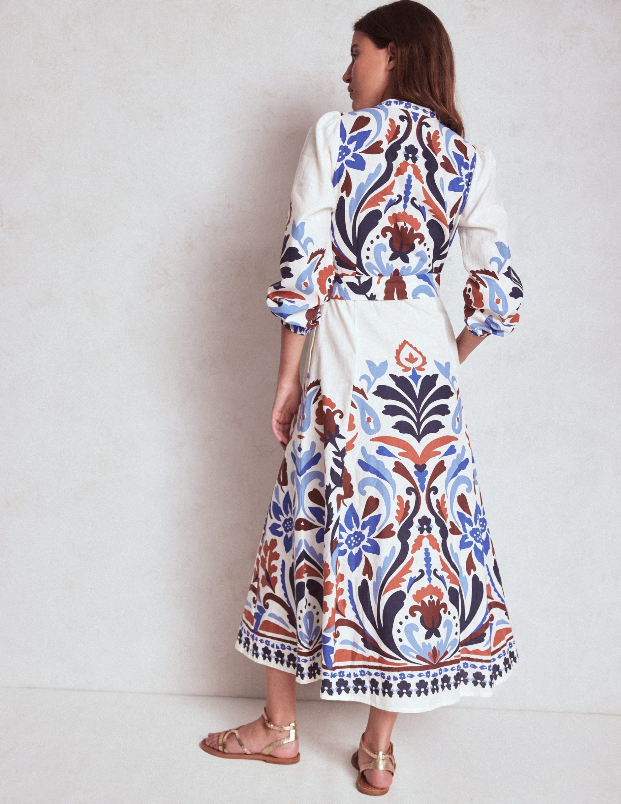 Mae Linen Blend Shirt Dress-Multi. Elaborate Garden - Image 3