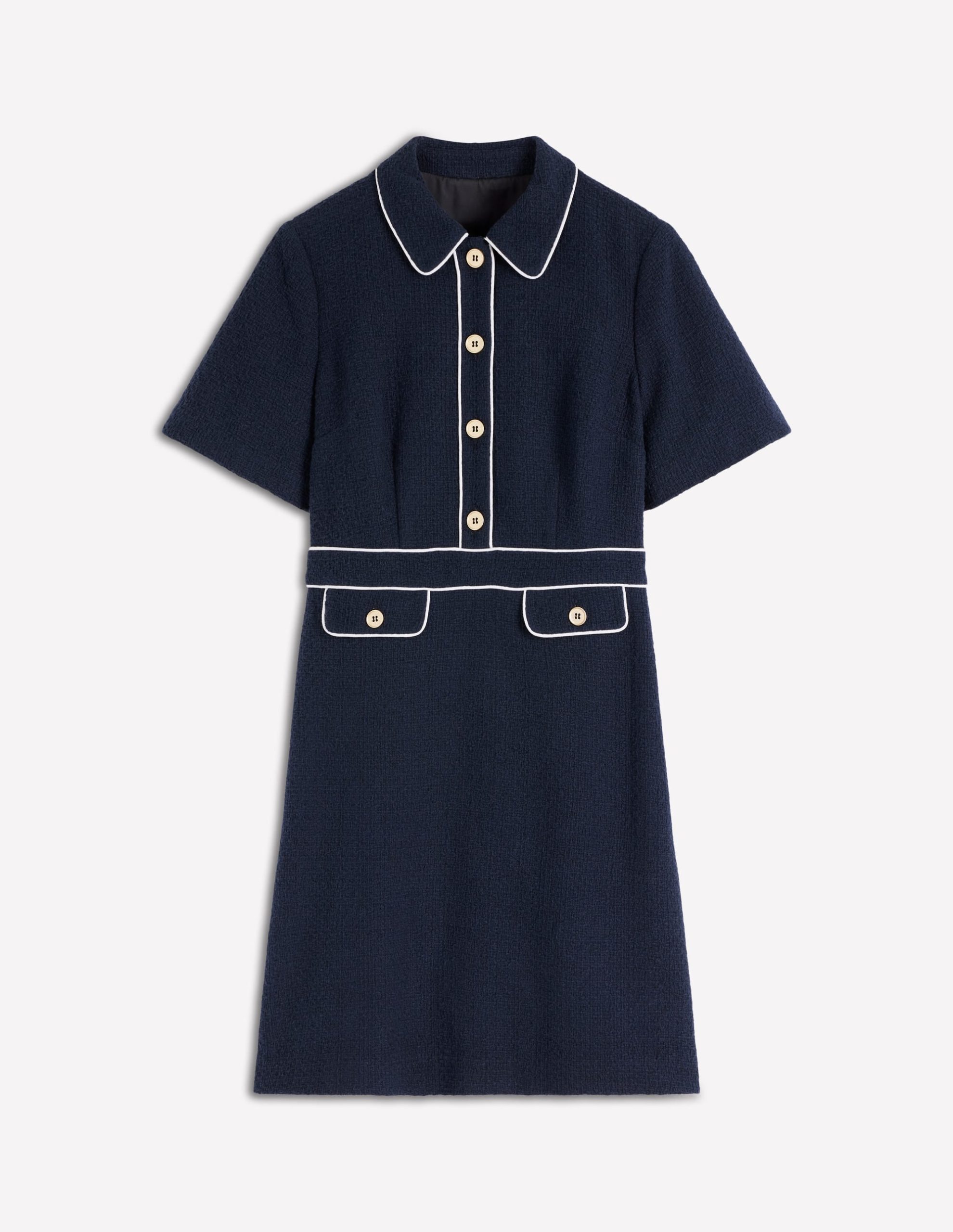 Eda Cotton Shift Dress-Navy - Image 6