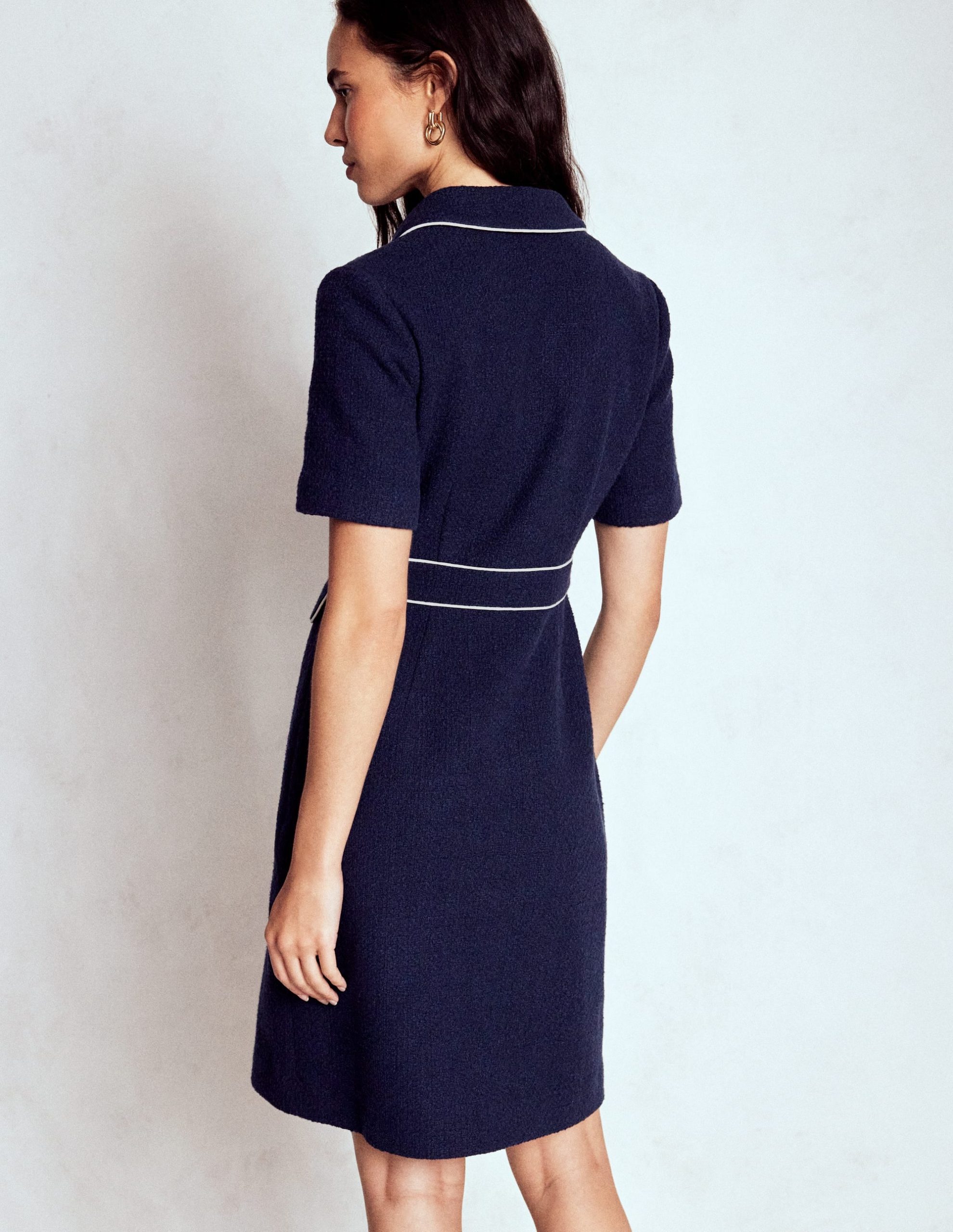 Eda Cotton Shift Dress-Navy - Image 3