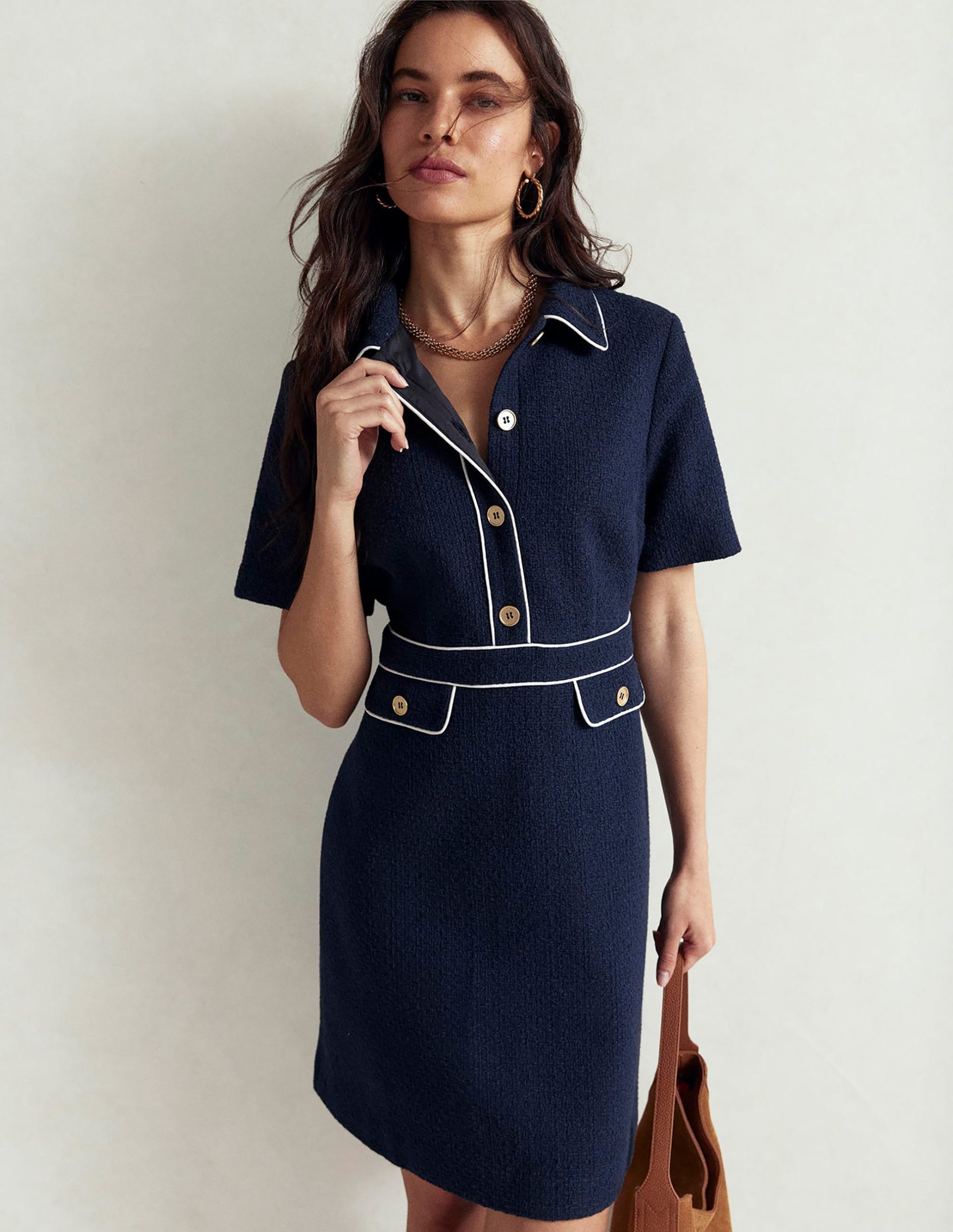Eda Cotton Shift Dress-Navy - Image 5