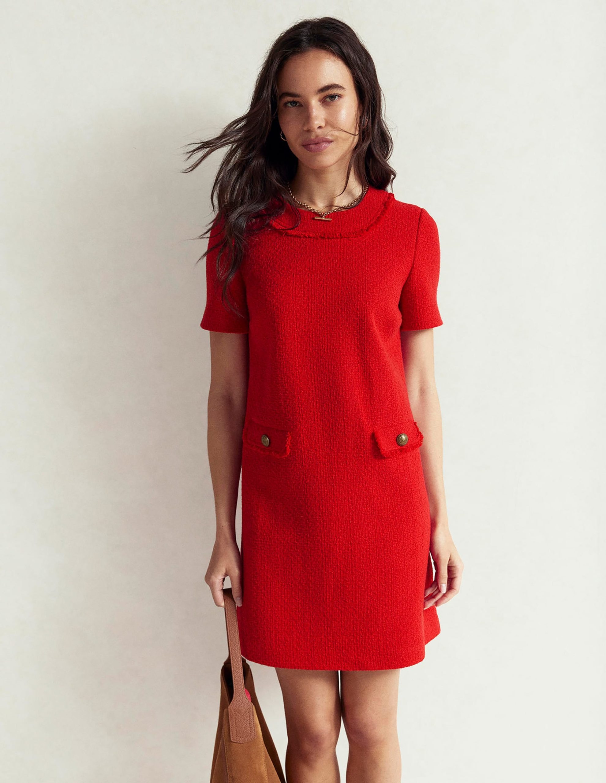 Evita Cotton Shift Dress-Poppy Red - Image 6