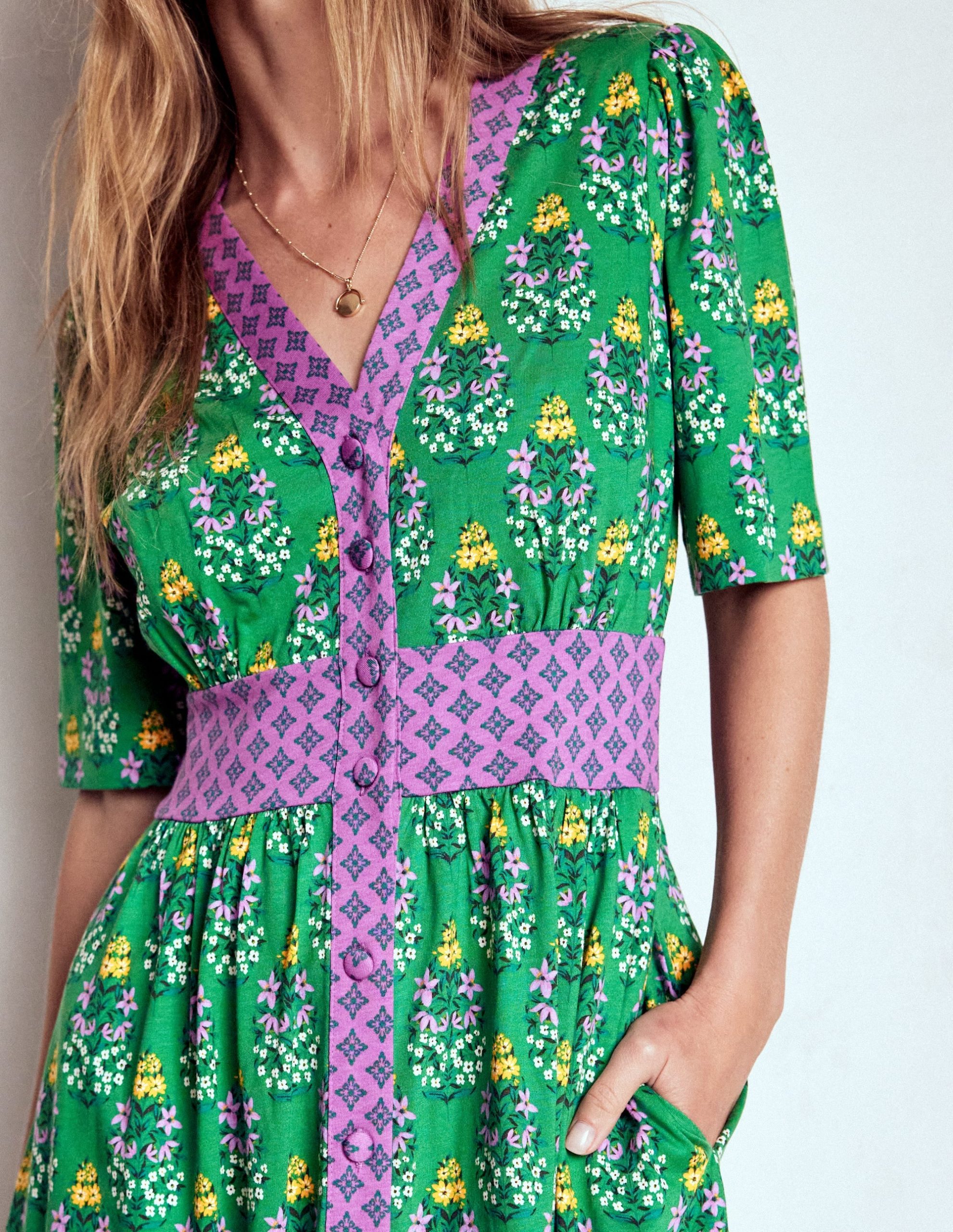 Natalia Jersey Tea Dress-Rich Emerald. Wildflower - Image 2