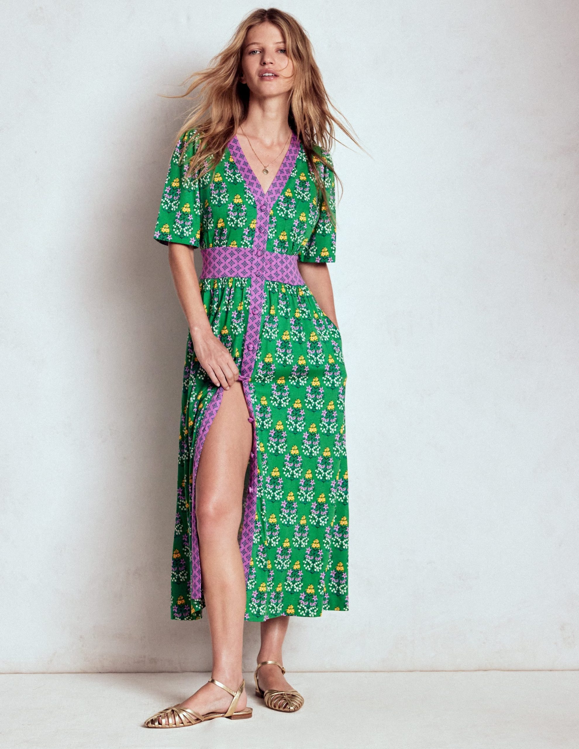 Natalia Jersey Tea Dress-Rich Emerald. Wildflower - Image 4