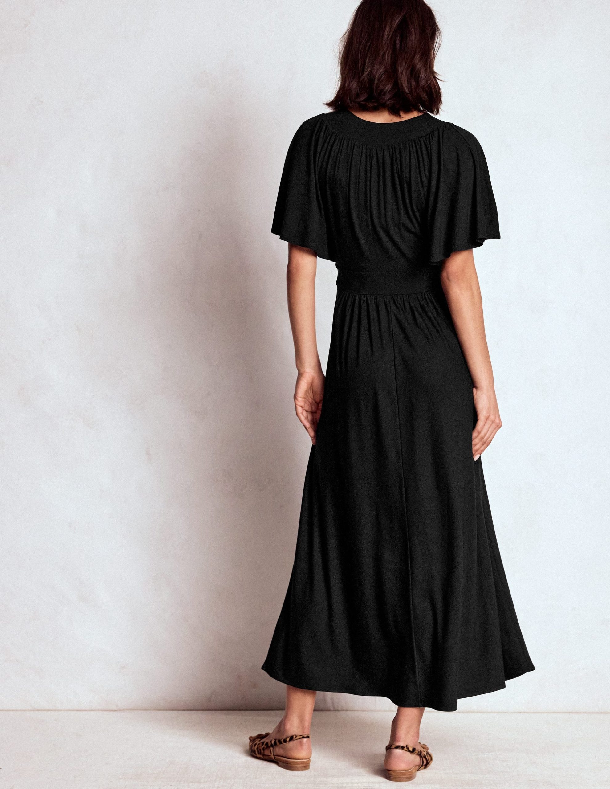 Yoke Panel Maxi Dress-Black - Image 4