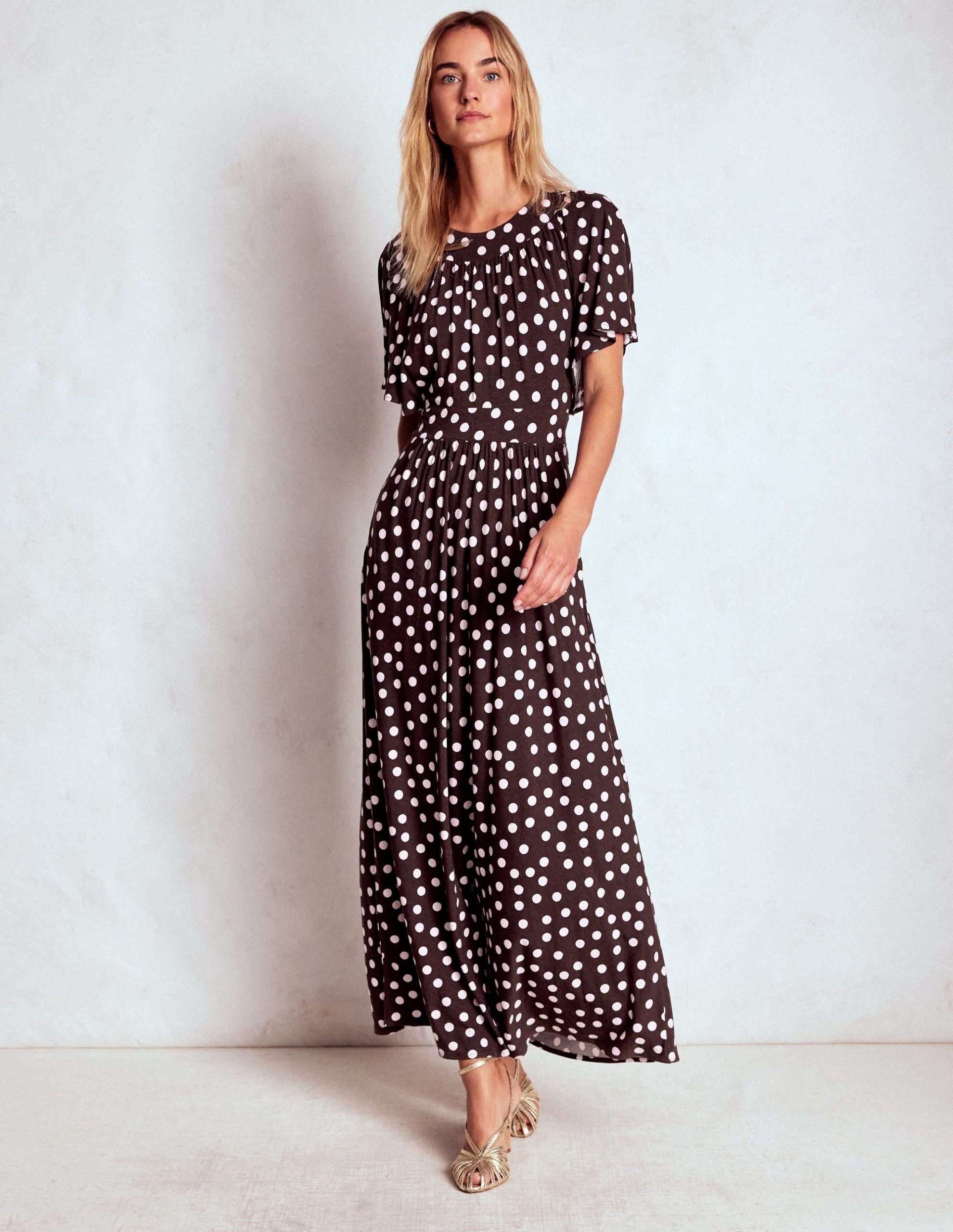 Yoke Panel Maxi Dress-Brown Spot - Image 4