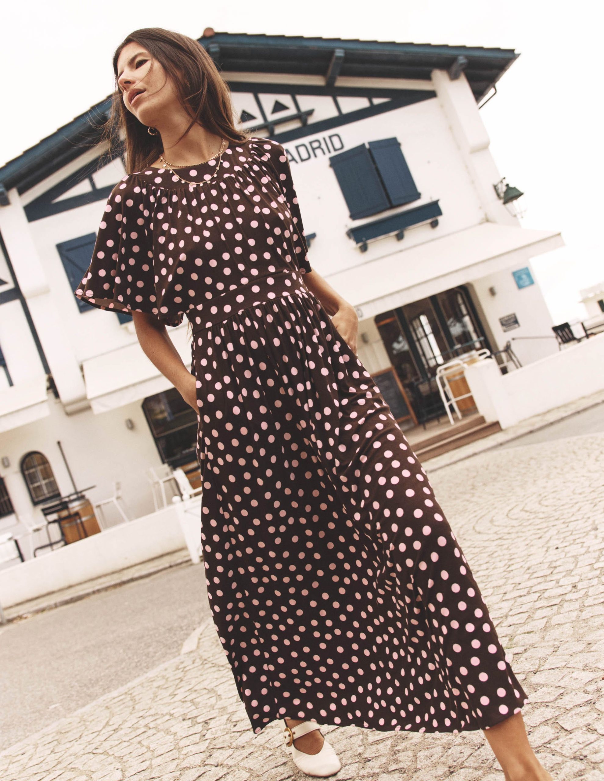 Yoke Panel Maxi Dress-Brown Spot - Image 6