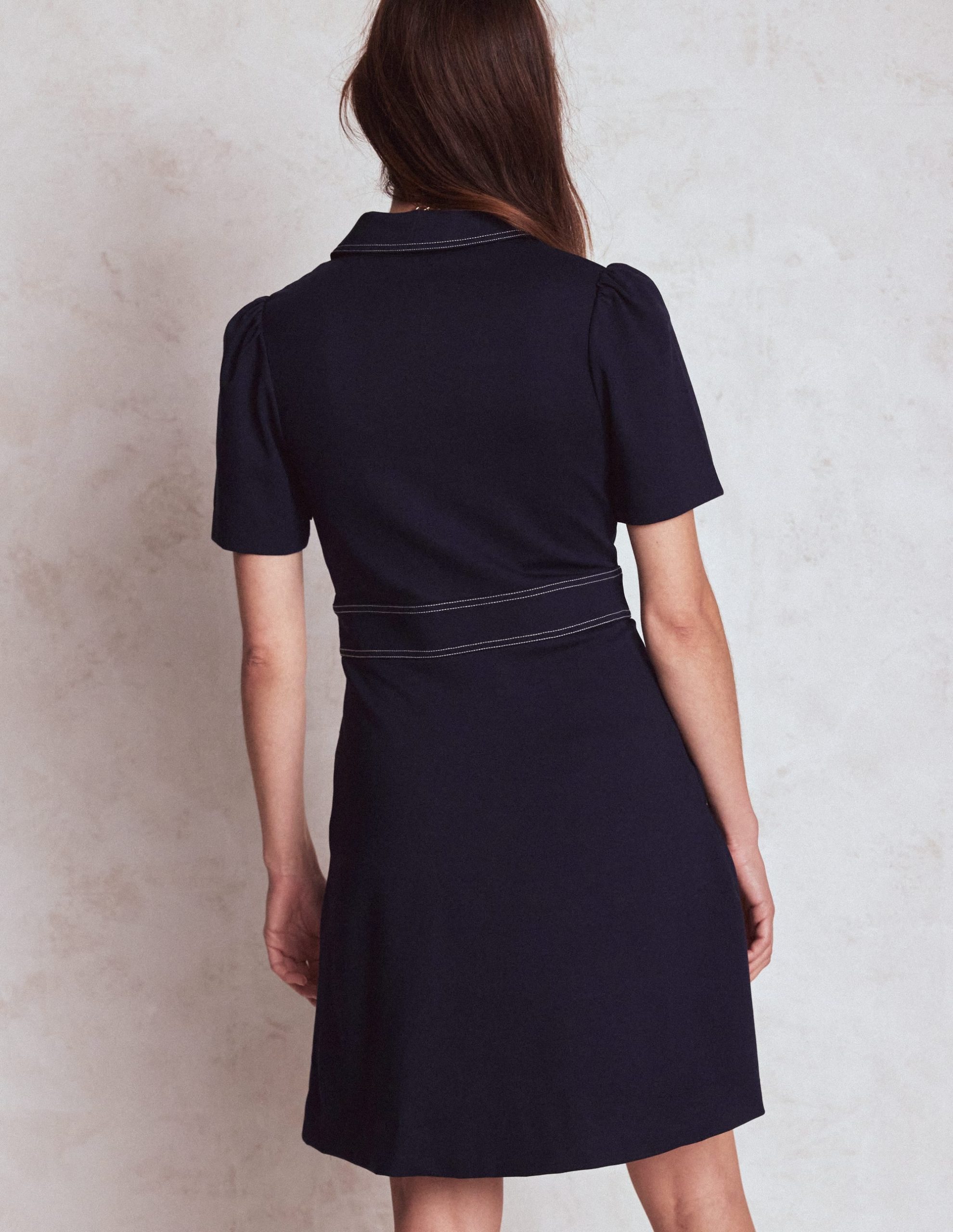 Nicolette Ponte Shirt Dress-Navy - Image 3