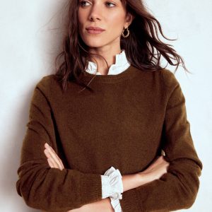 Eva Cashmere Crew Neck Sweater-Mocha