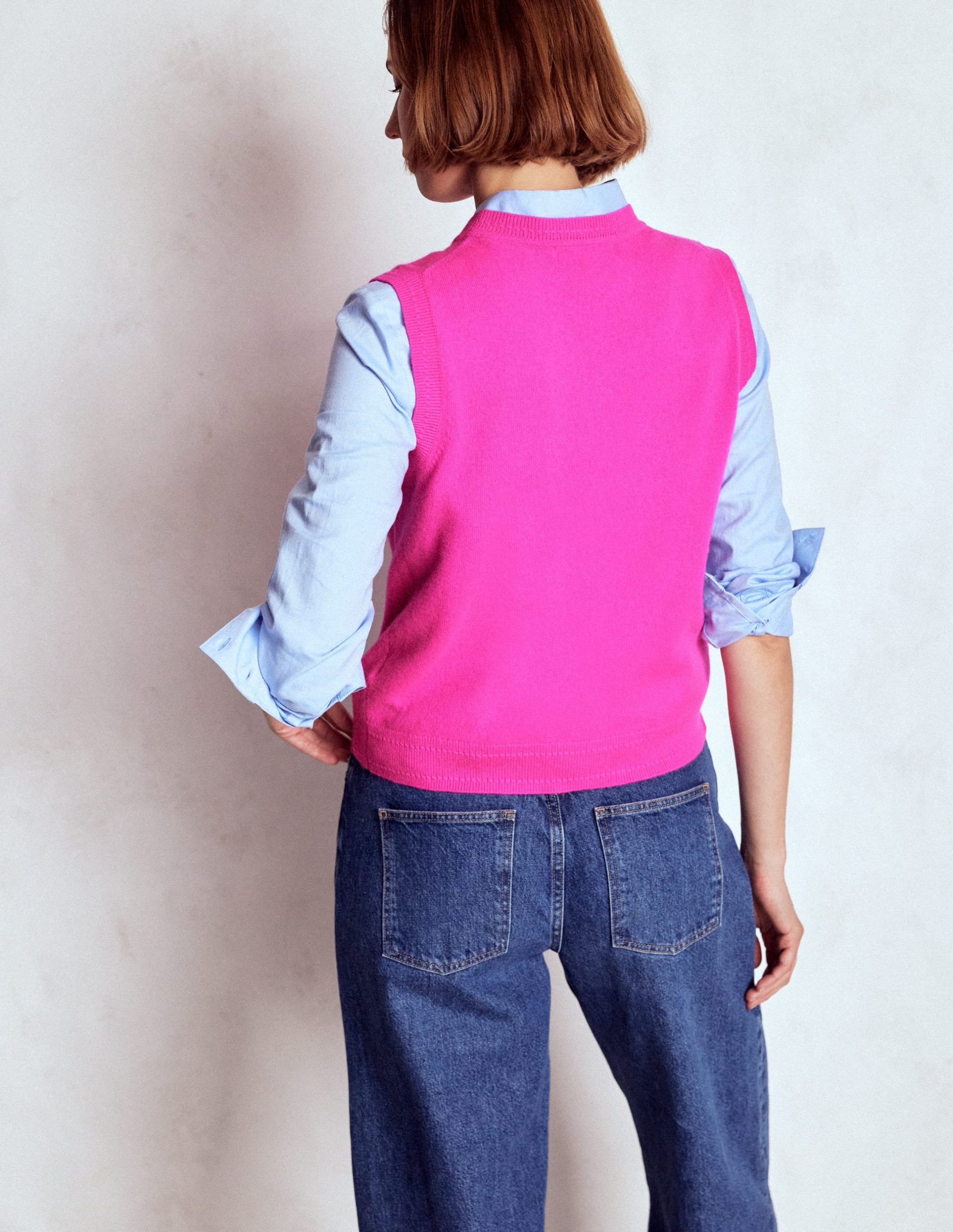 Eva Cashmere Vest-Pop Pansy - Image 4