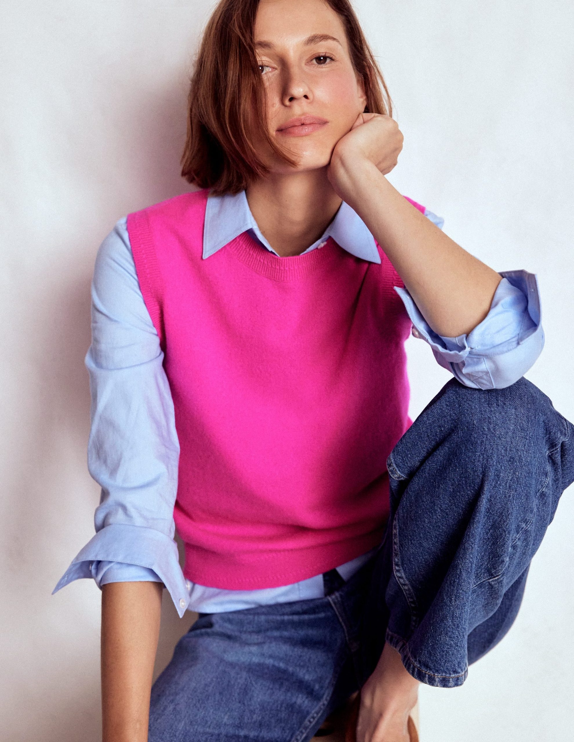 Eva Cashmere Vest-Pop Pansy - Image 6