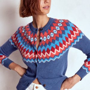 Edie Fair Isle Cardigan-Blue Fair Isle