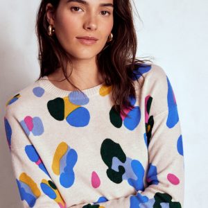 Lydia Cashmere Jumper-Warm Ivory. Leopard