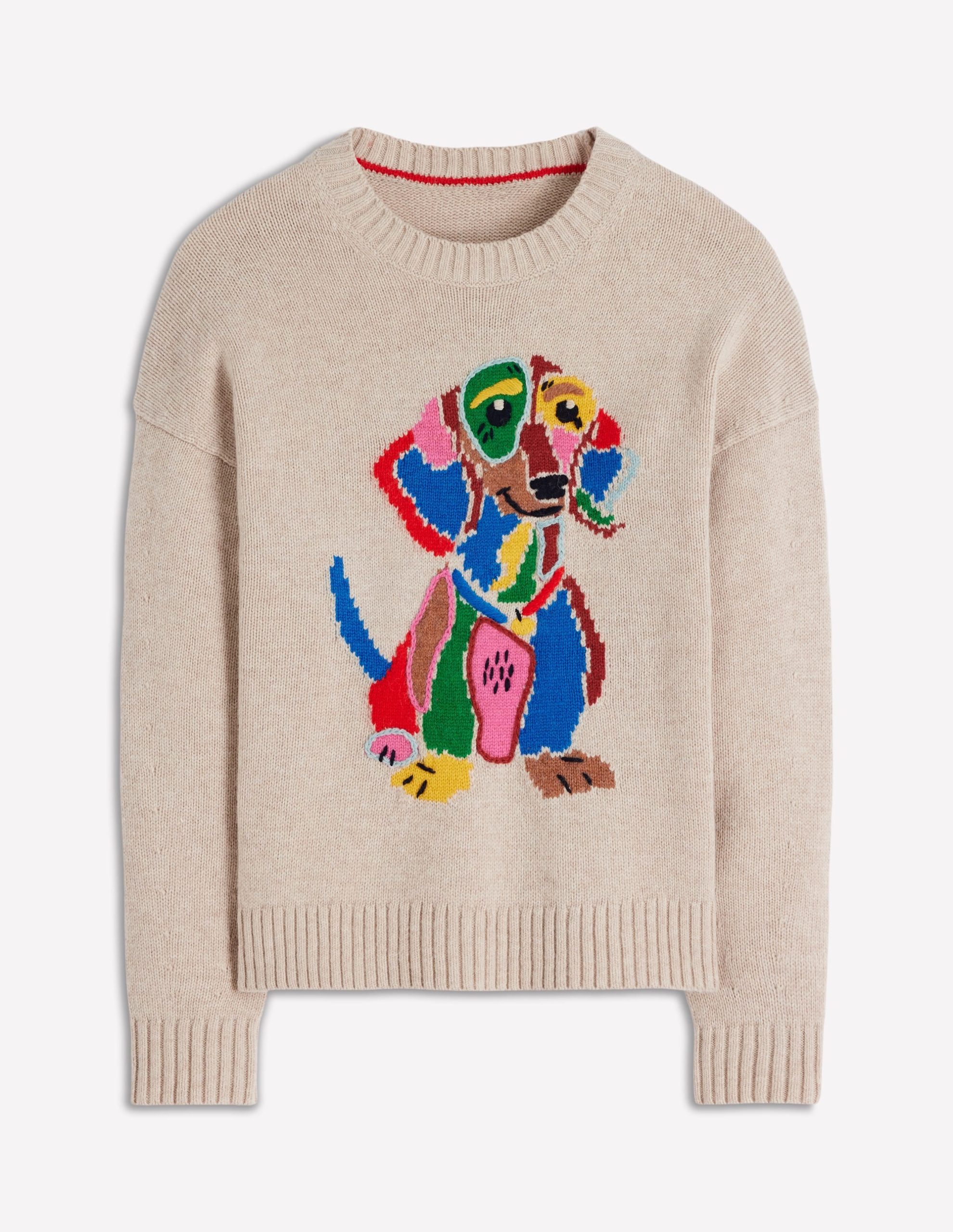 Natalie Embroidered Sweater-Oatmeal Melange. Daschund - Image 5