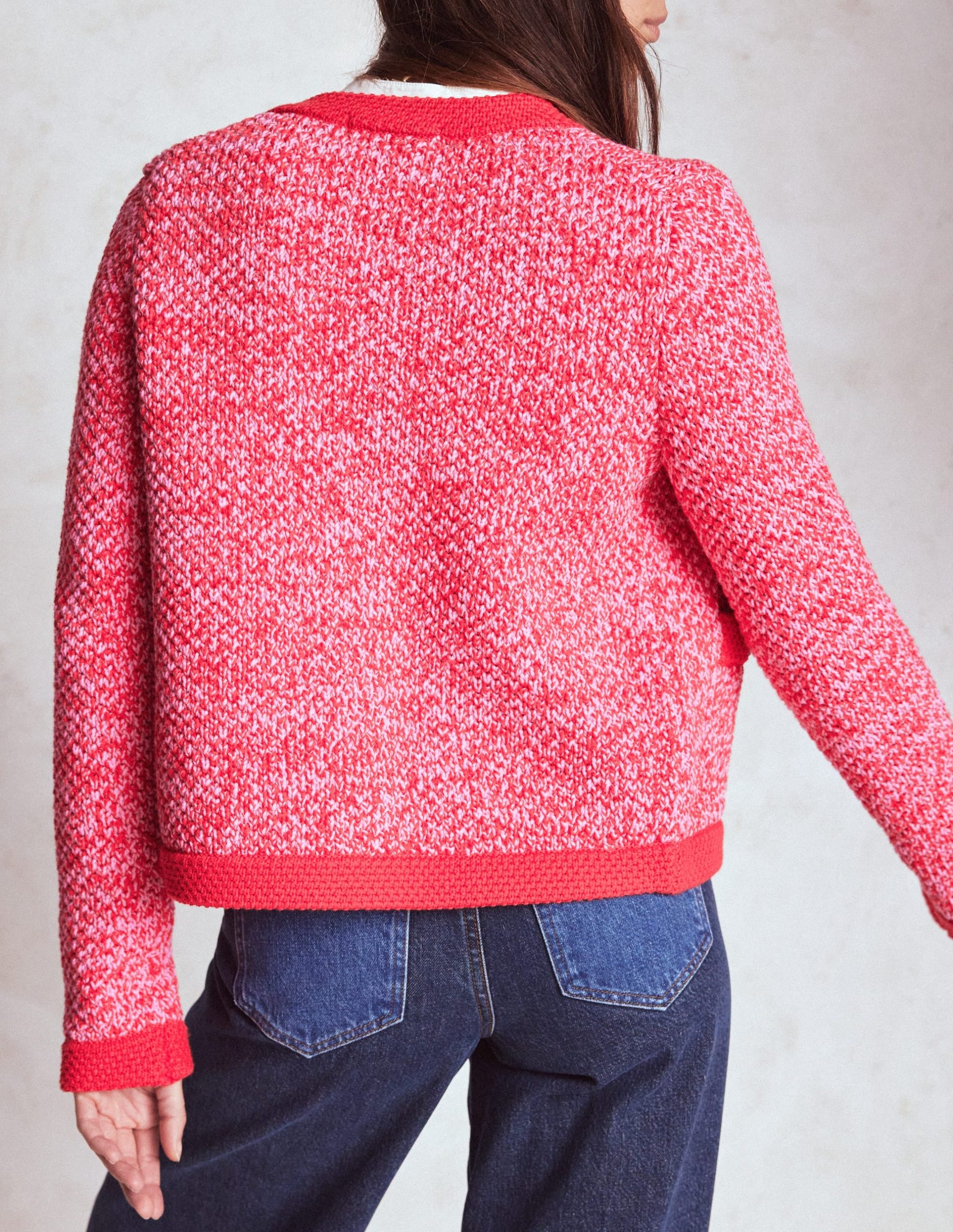 Libby Knitted Jacket-Pink Ribbon/ Poppy Red - Image 4