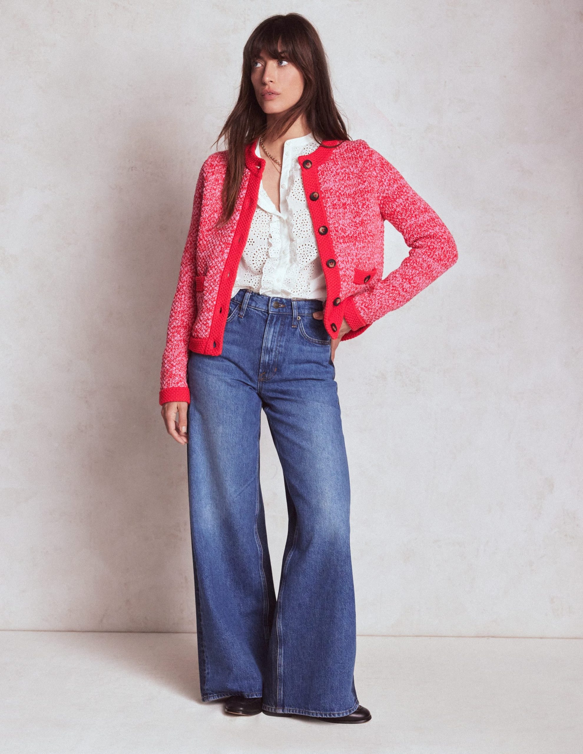 Libby Knitted Jacket-Pink Ribbon/ Poppy Red - Image 5