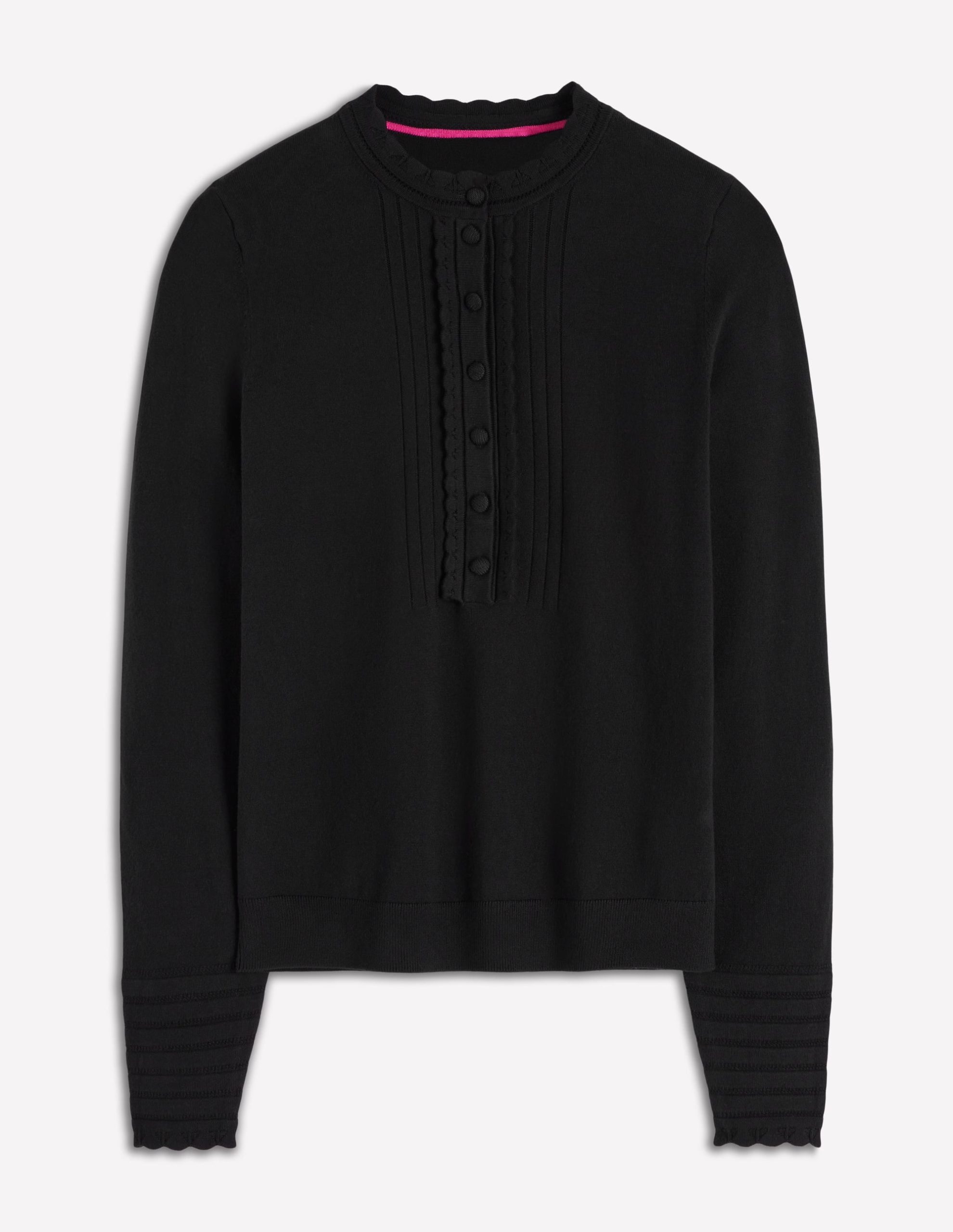Angela Cotton Scallop Sweater-Black - Image 6