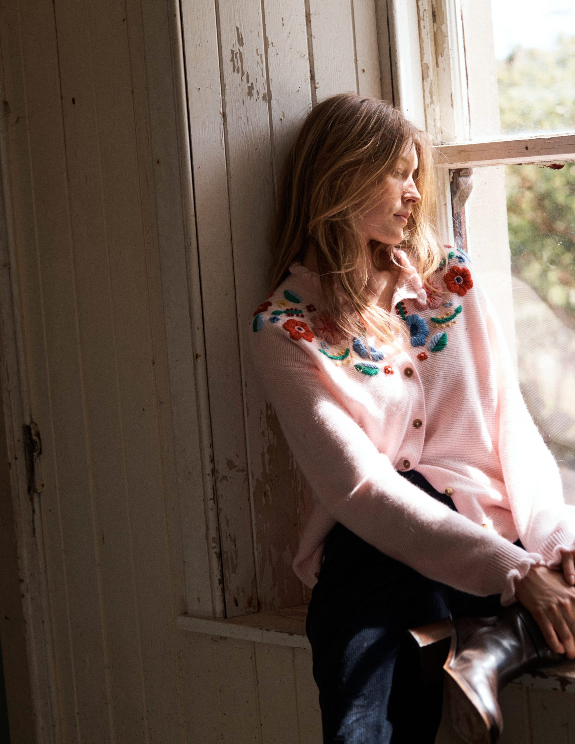 Embroidered Frill Cardigan-Blooming Pink - Image 6