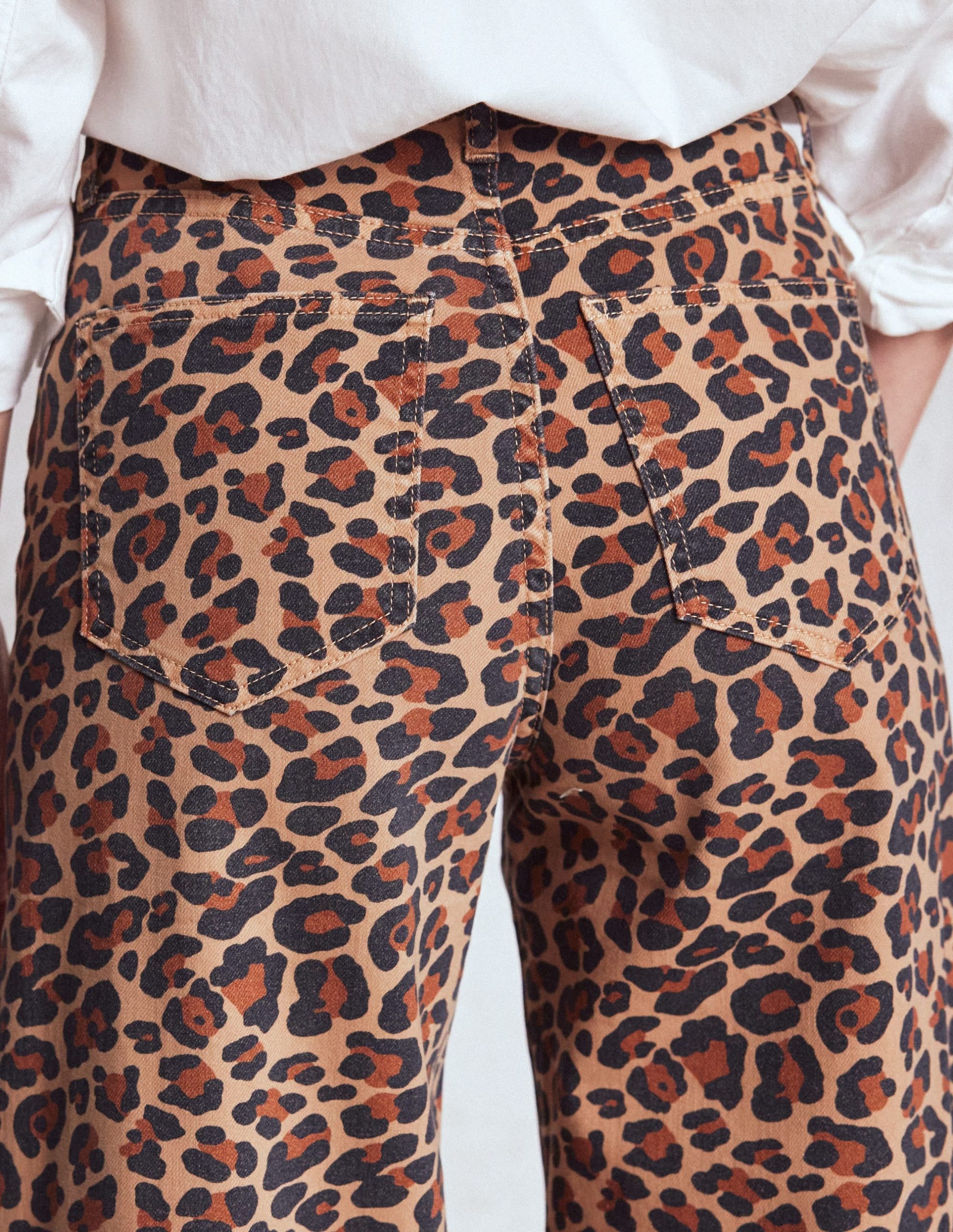 High Rise Wide Leg Jeans-Leopard Print - Image 2
