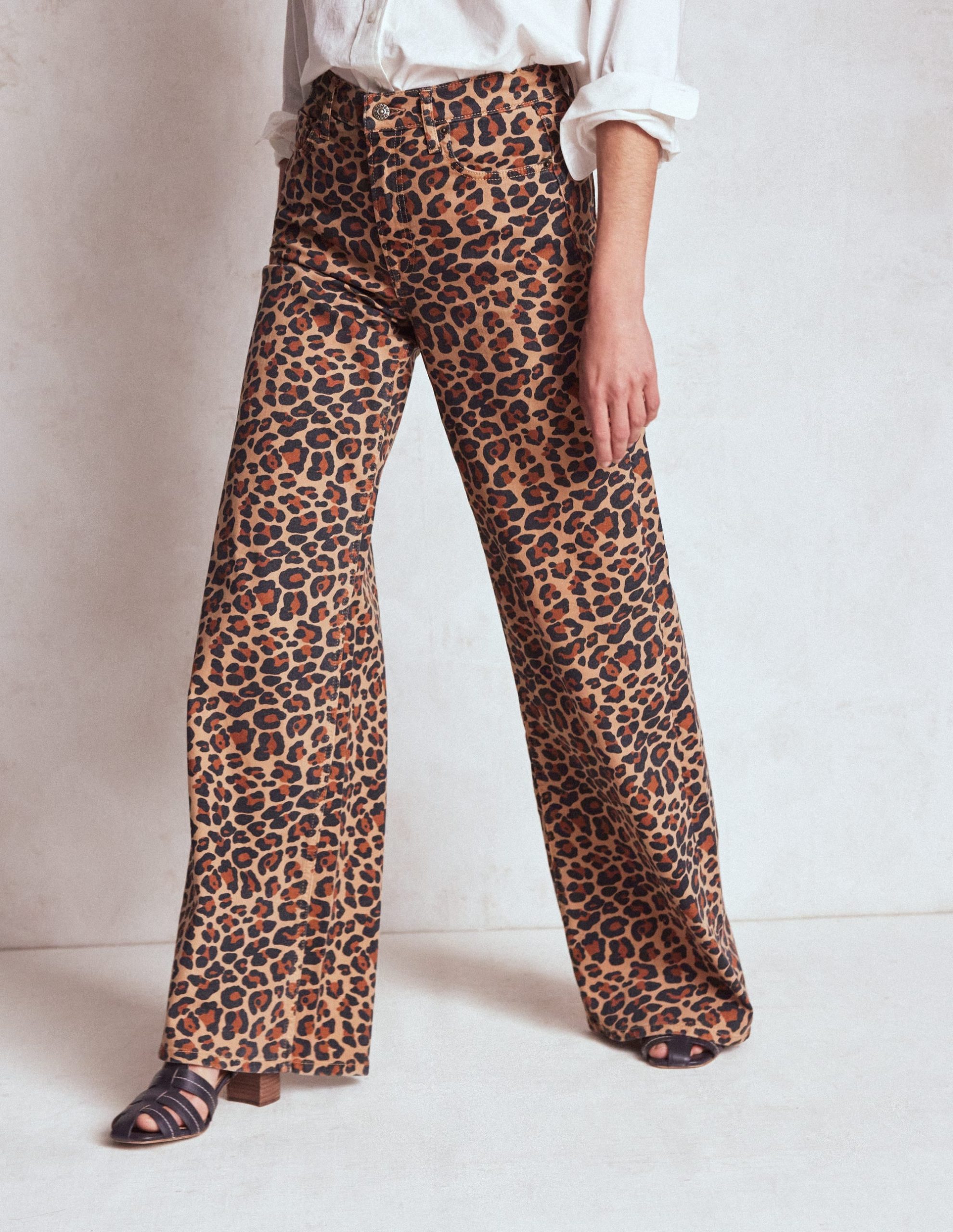 High Rise Wide Leg Jeans-Leopard Print - Image 4