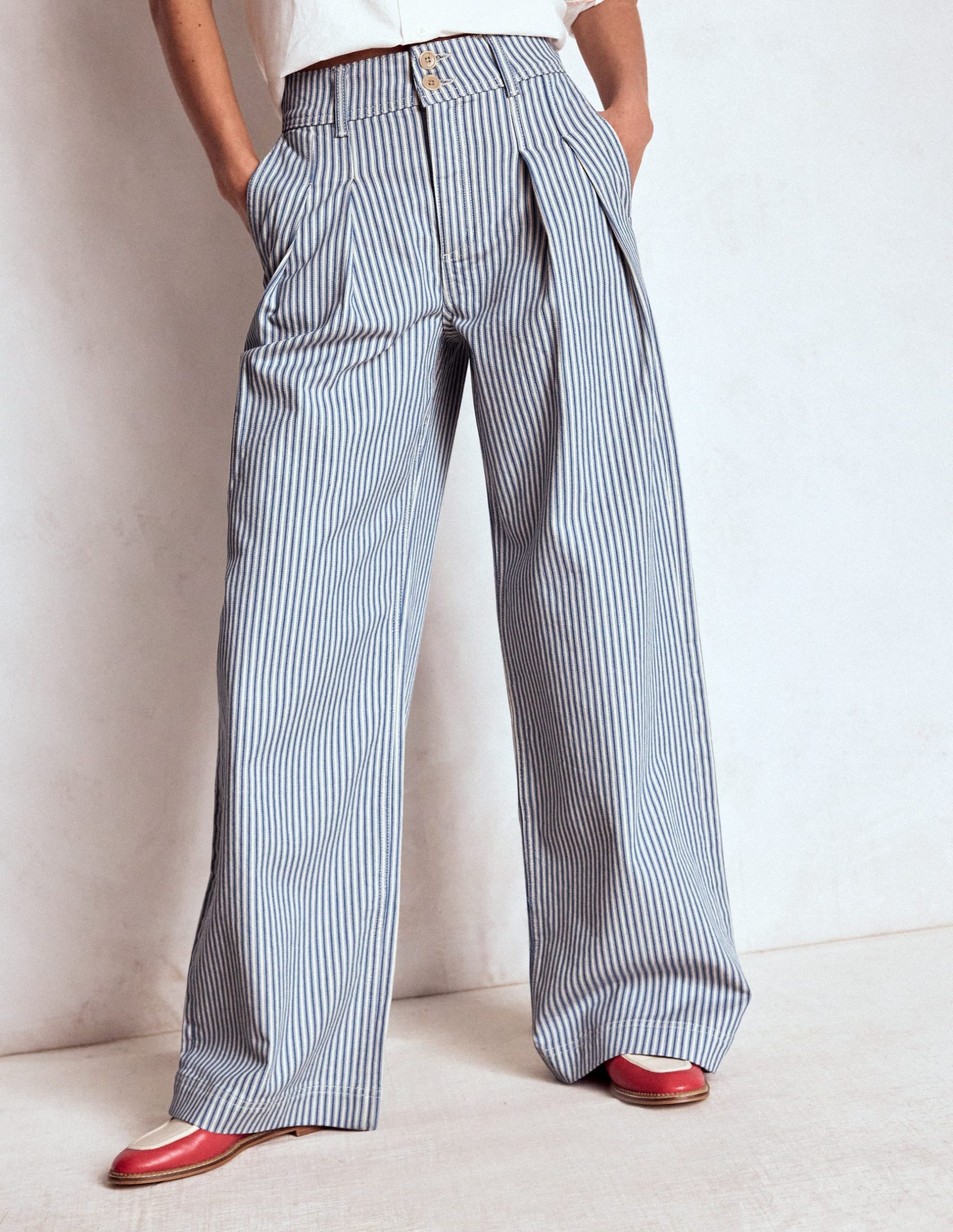Brompton Wide Leg Pants-Blue Stripe - Image 4