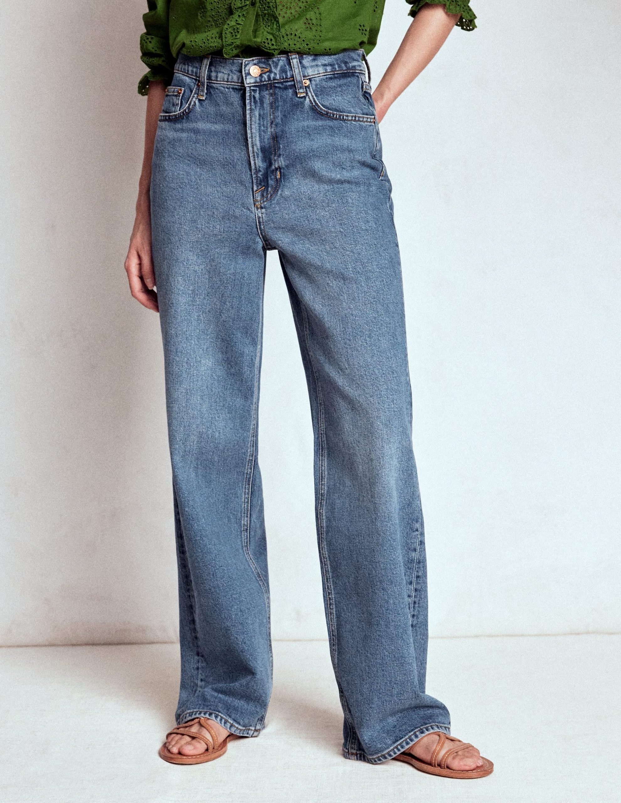 High Rise Column Leg Jeans-Mid Vintage - Image 4