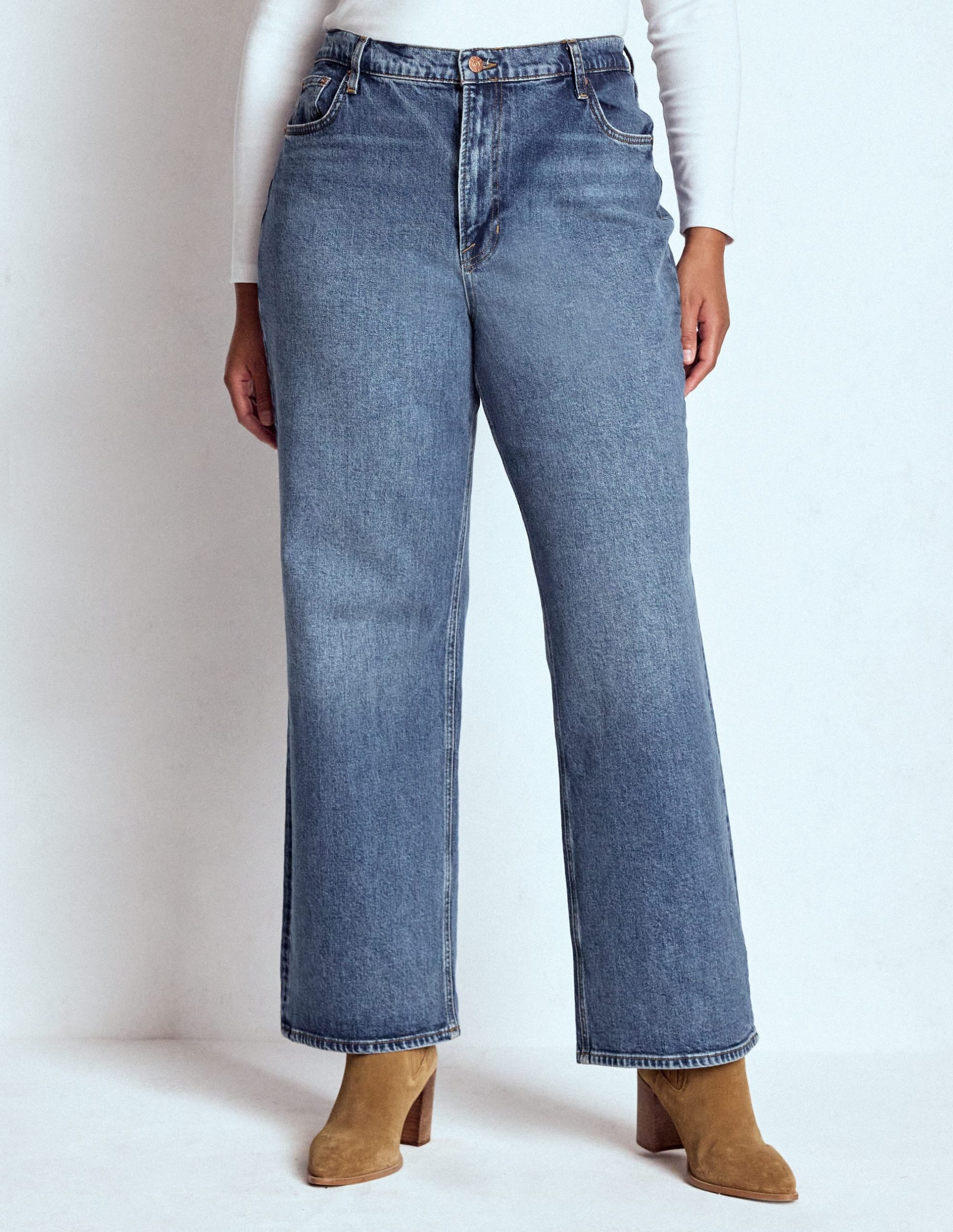 High Rise Column Leg Jeans-Mid Vintage - Image 10