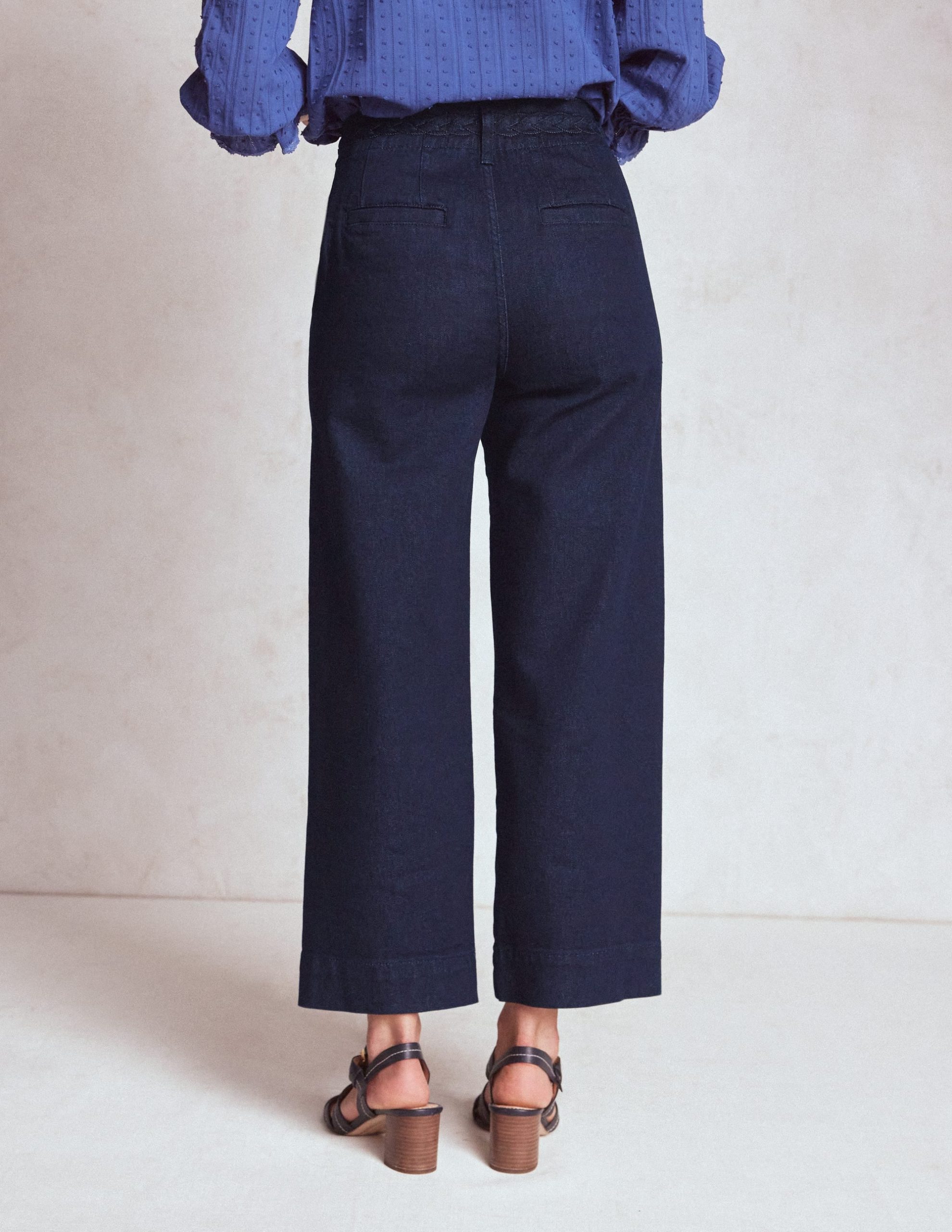 Patch Pocket Cropped Pants-Indigo Braid - Image 3