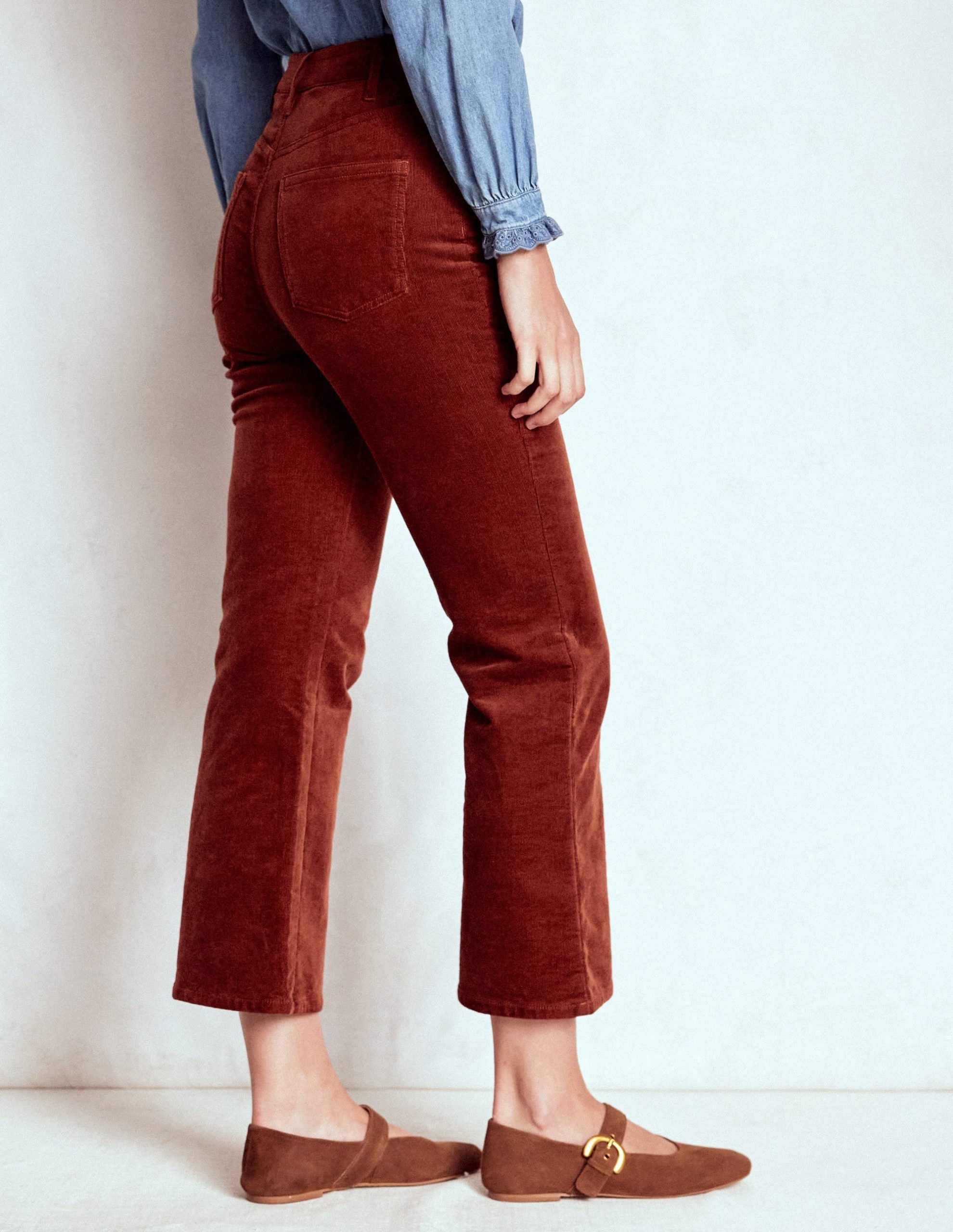 5-Pocket Cord Kick Jeans-Fired Brick - Image 3