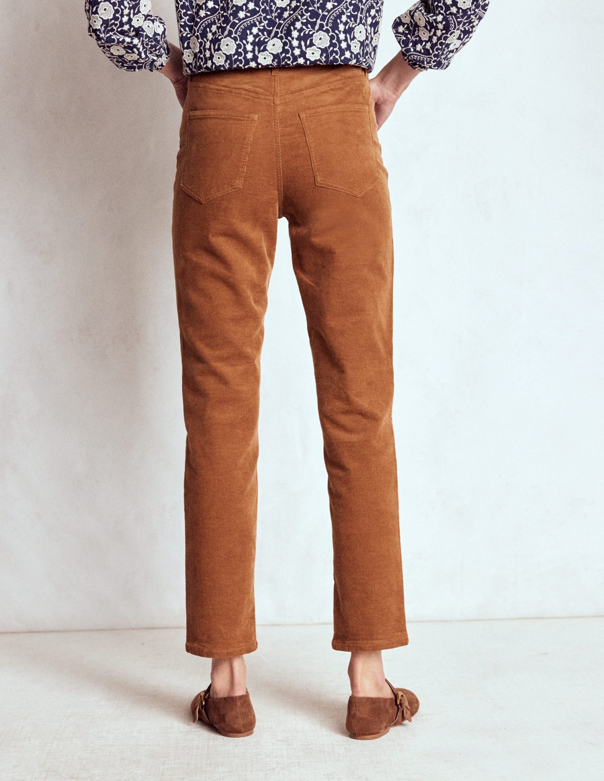 High-Waisted Cord Slim Jeans-Ginger - Image 3